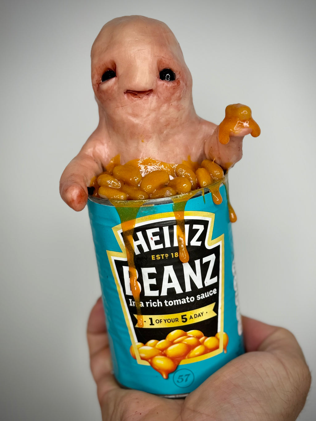 Bathing Beanz Disturbie – Bean Bath Creature Sculpture – Weird Handmade Polymer Clay Oddity