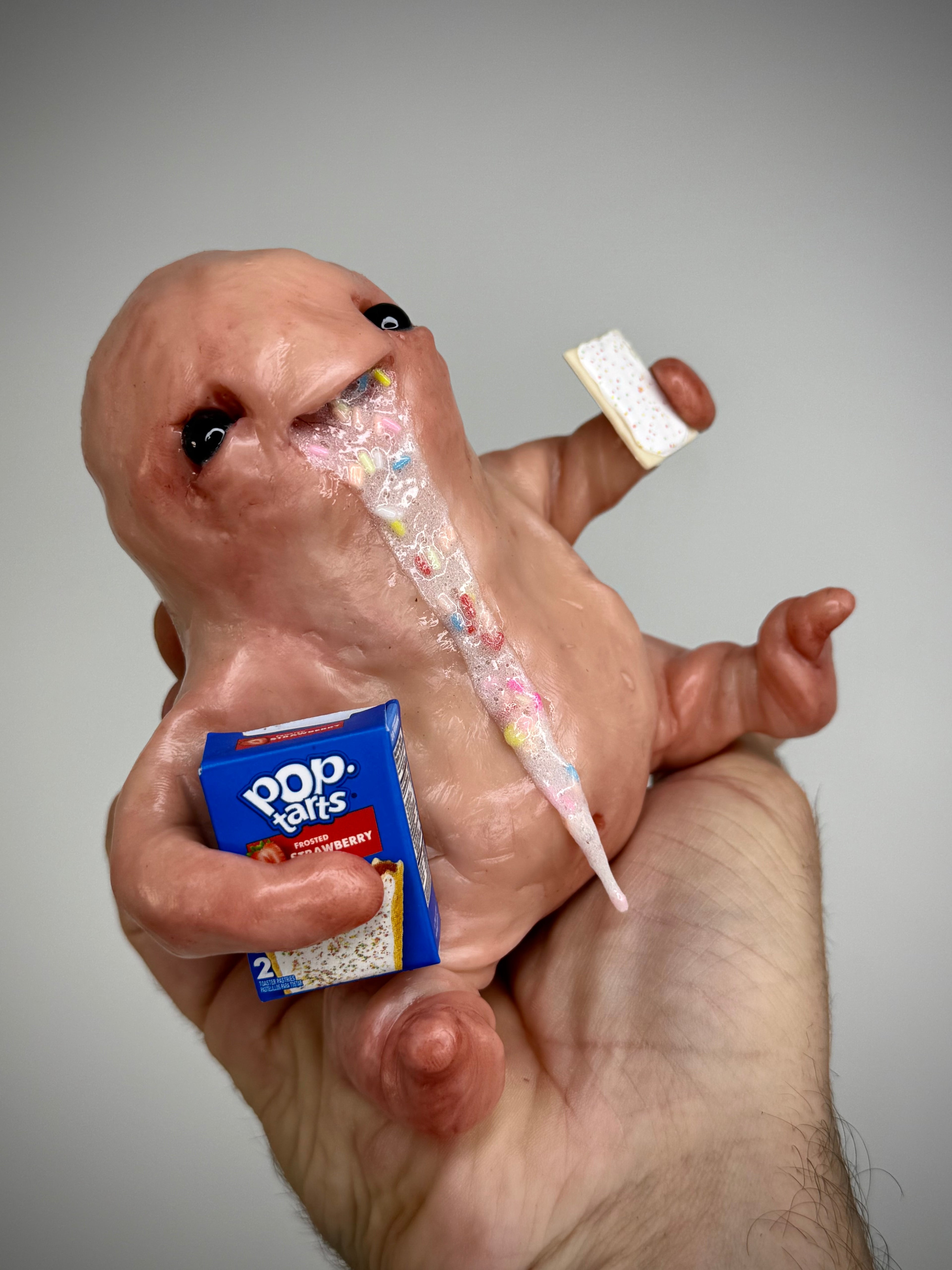 Pop Tart Disturbie – Frosted Breakfast Creature Sculpture – Weird Handmade Polymer Clay Oddity