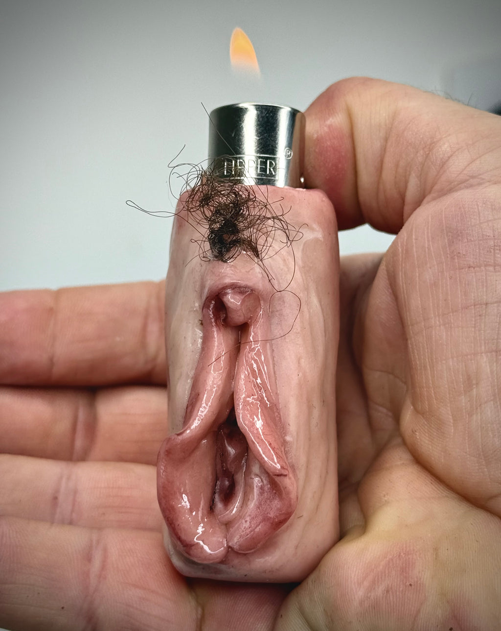 Handmade Grotesque Vagina Lighter Case – Clipper Sleeve – Horror Oddity Art