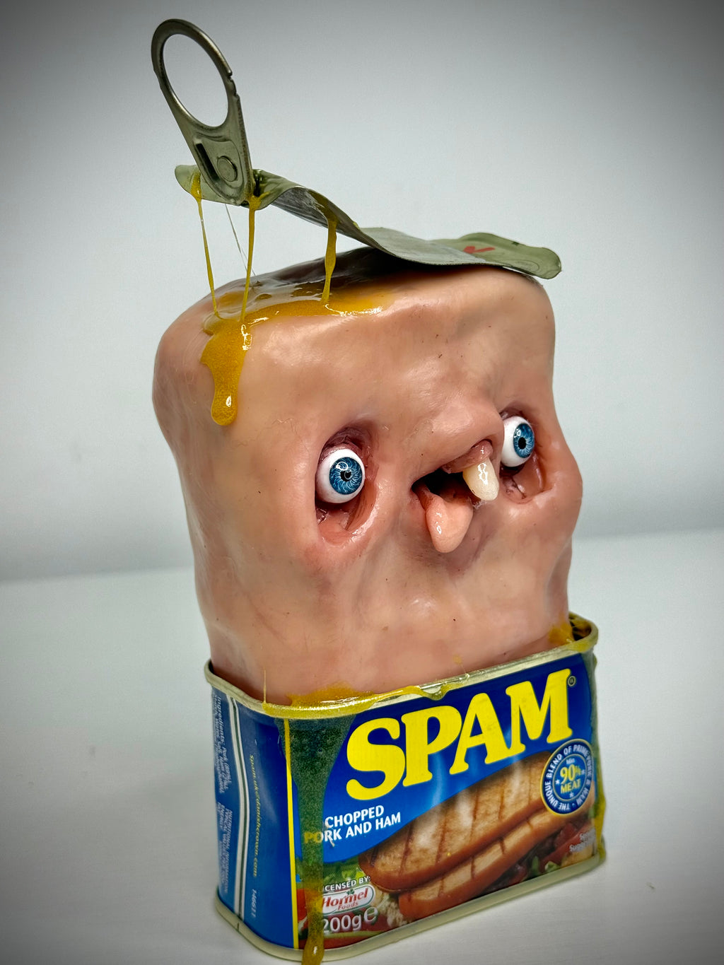 Sentient Spam – Creepy Food Sculpture – Weird Handmade Polymer Clay Oddity ()