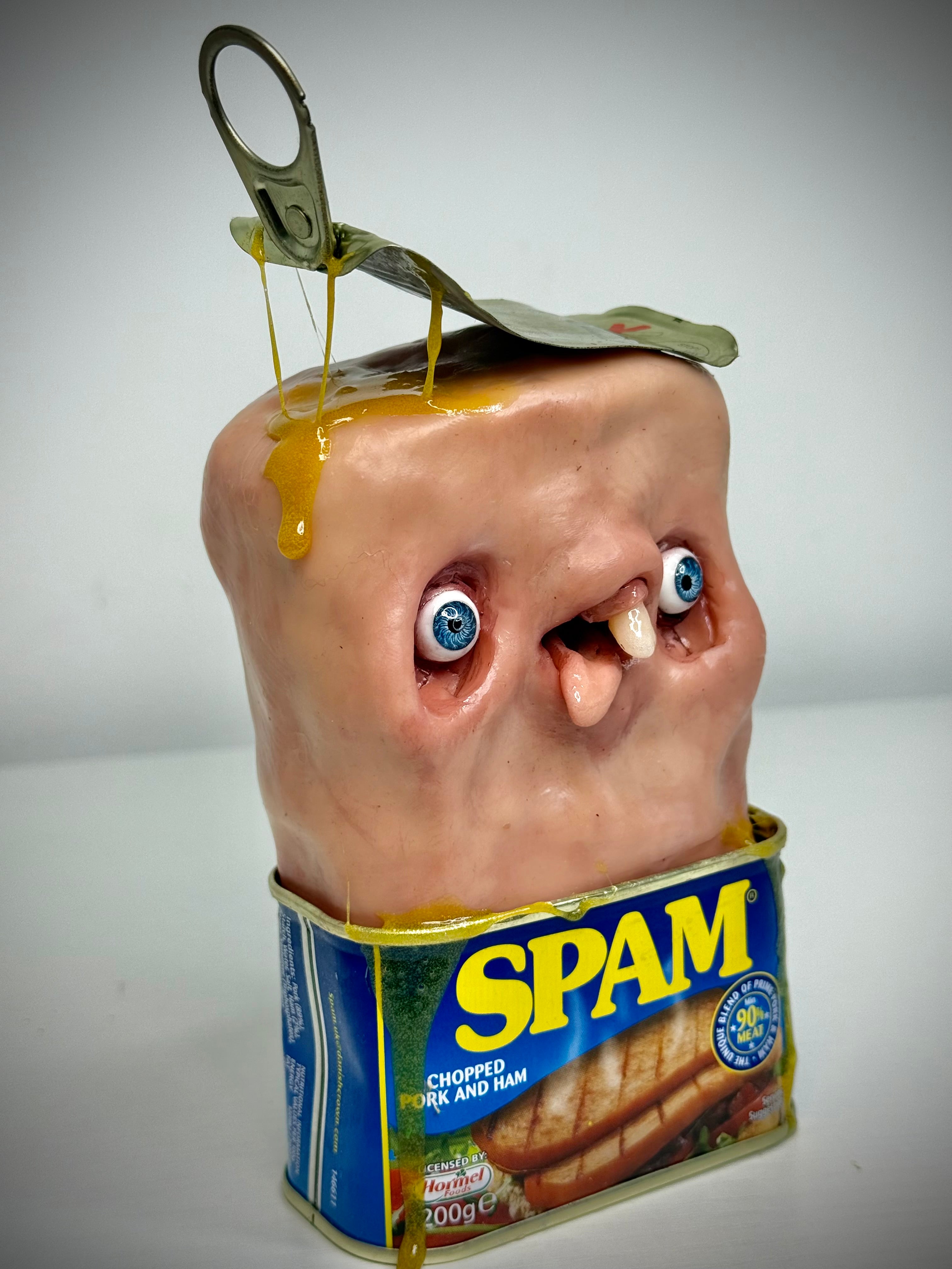 Sentient Spam – Creepy Food Sculpture – Weird Handmade Polymer Clay Oddity ()