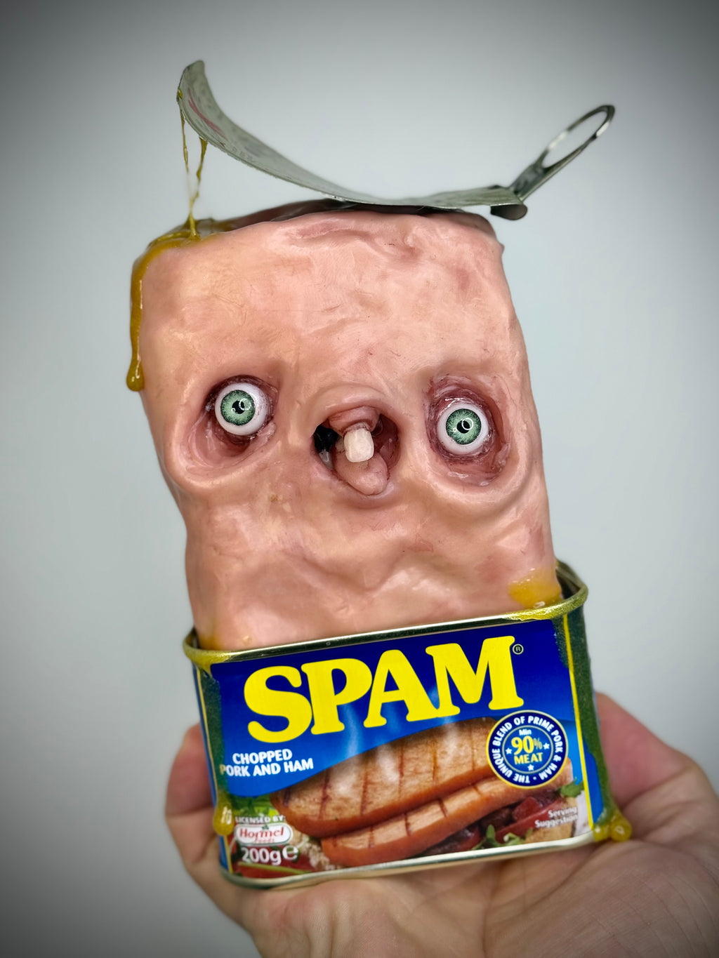 Sentient Spam – Creepy Food Sculpture – Weird Handmade Polymer Clay Oddity