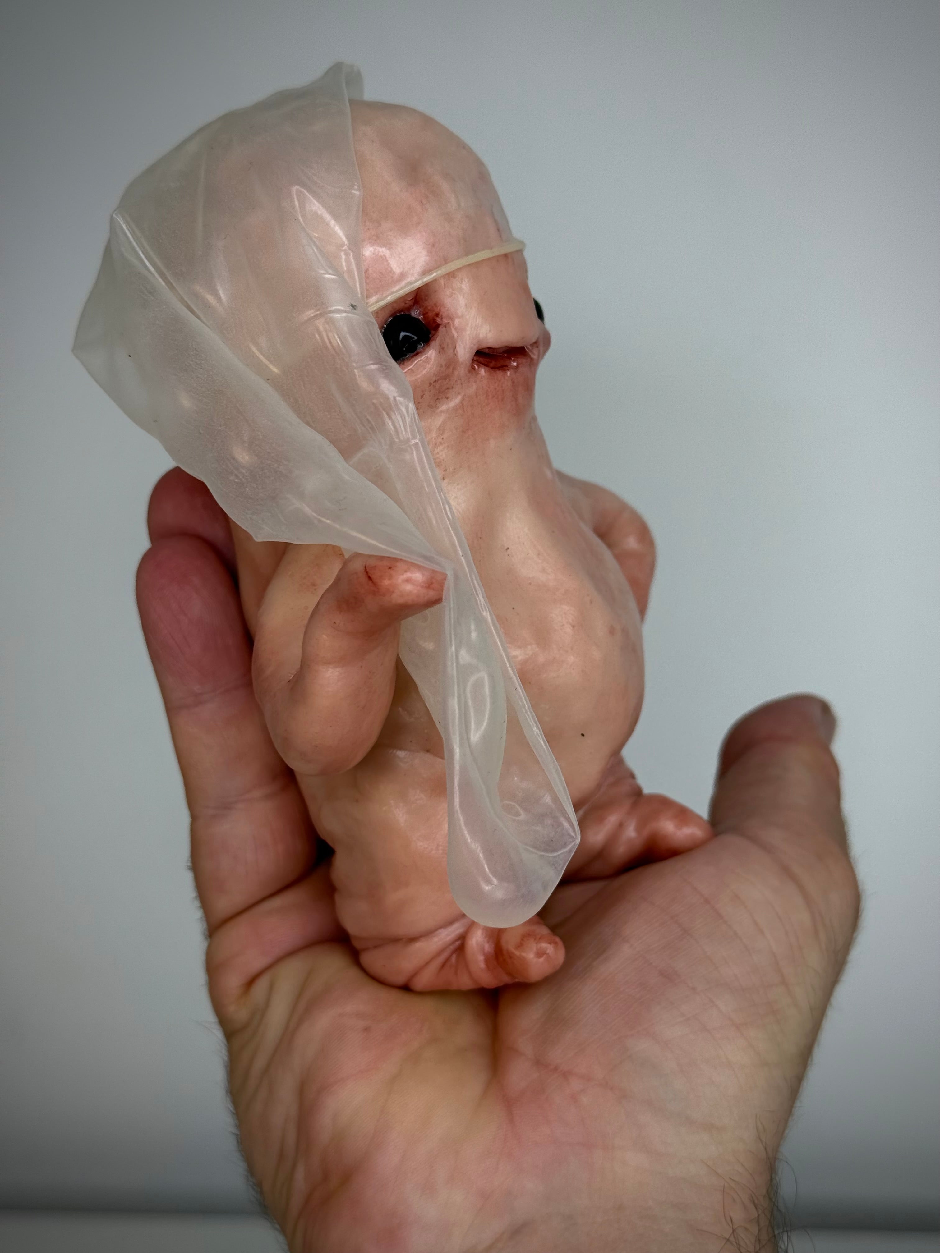 New Hat Disturbie – Grotesque Creature Sculpture – Weird Handmade Polymer Clay Oddity