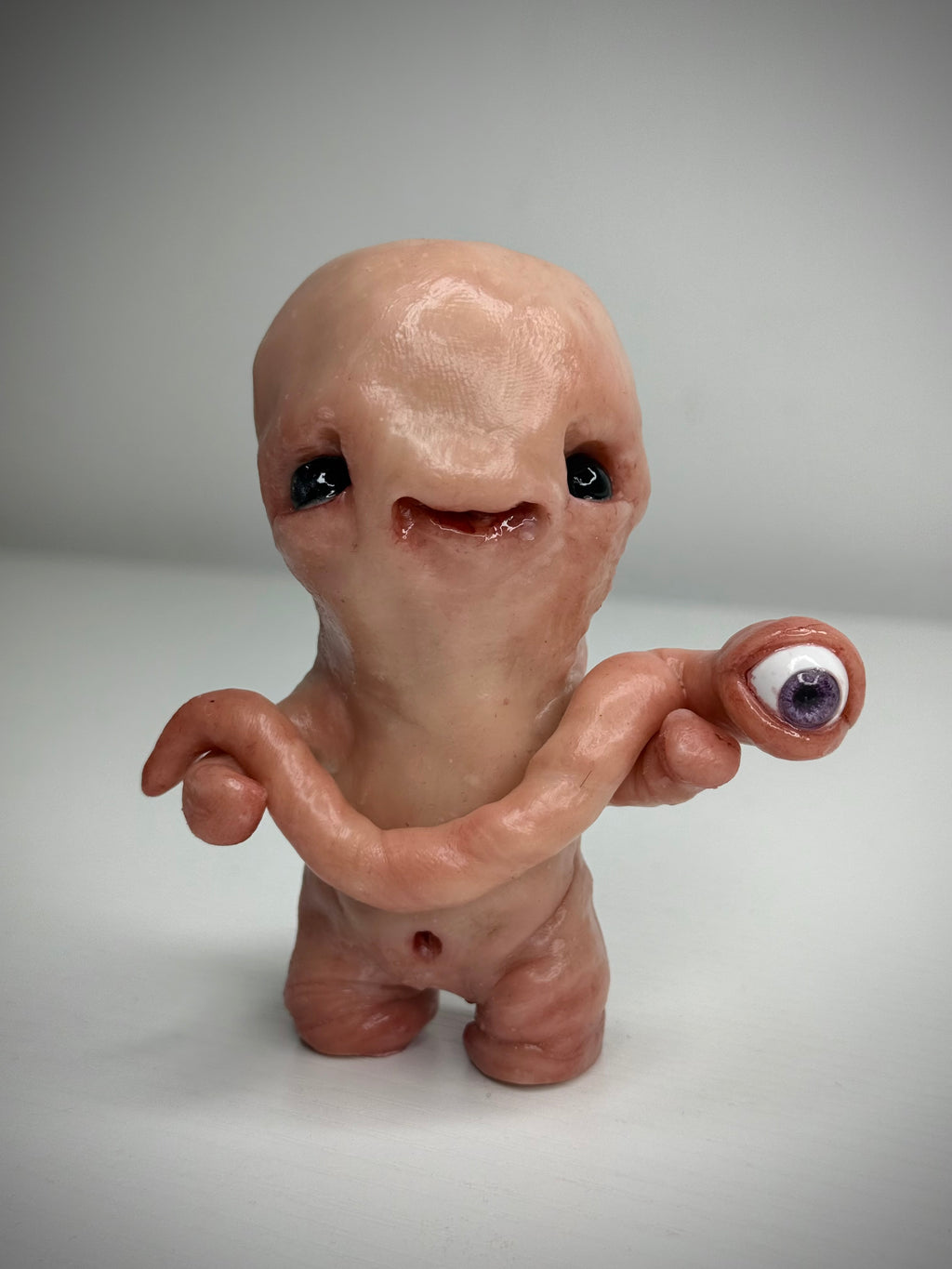 Disturbie & Curious Eyeworm – Handmade Polymer Clay Creature Sculpture