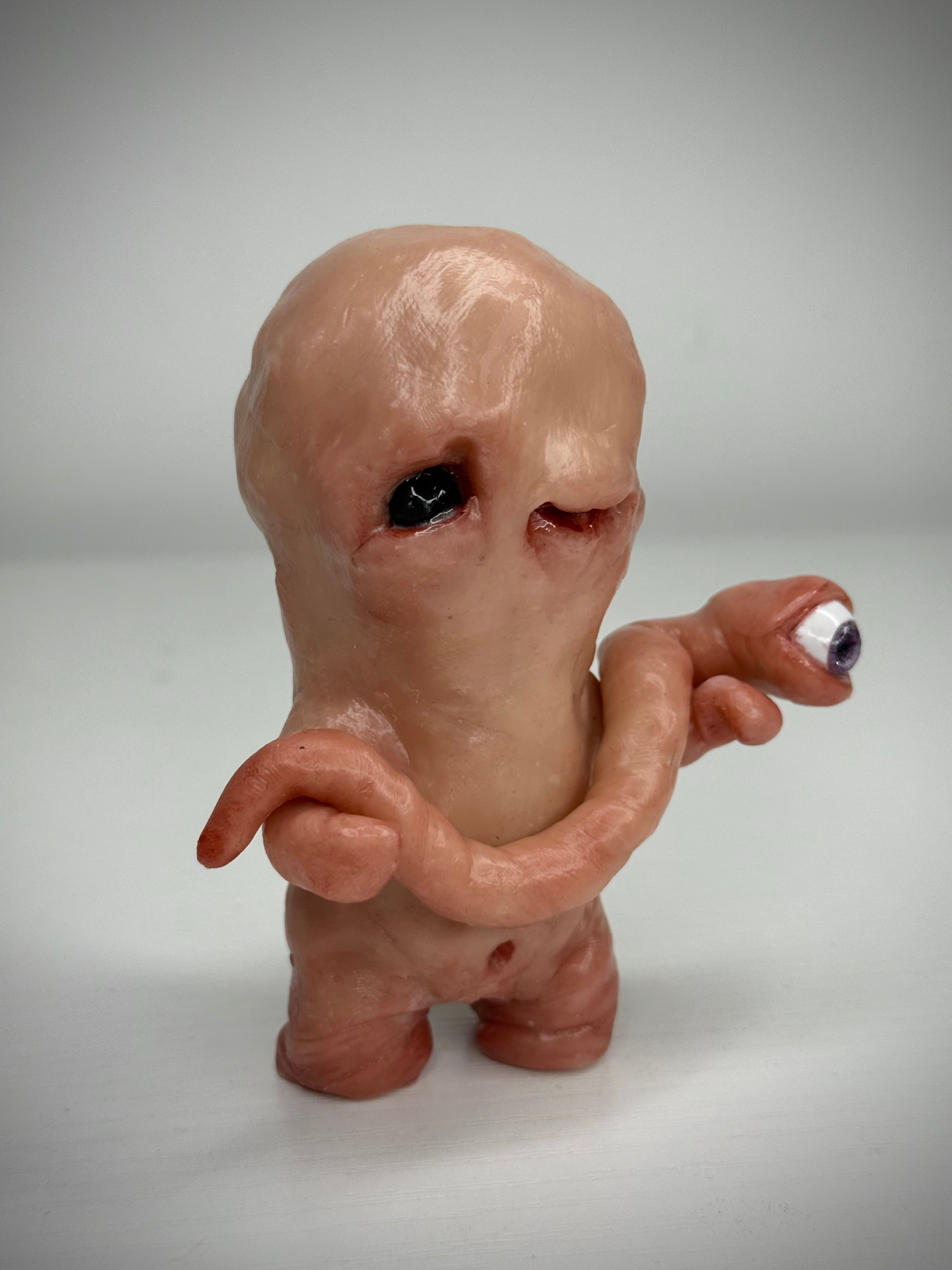 Disturbie & Curious Eyeworm – Handmade Polymer Clay Creature Sculpture