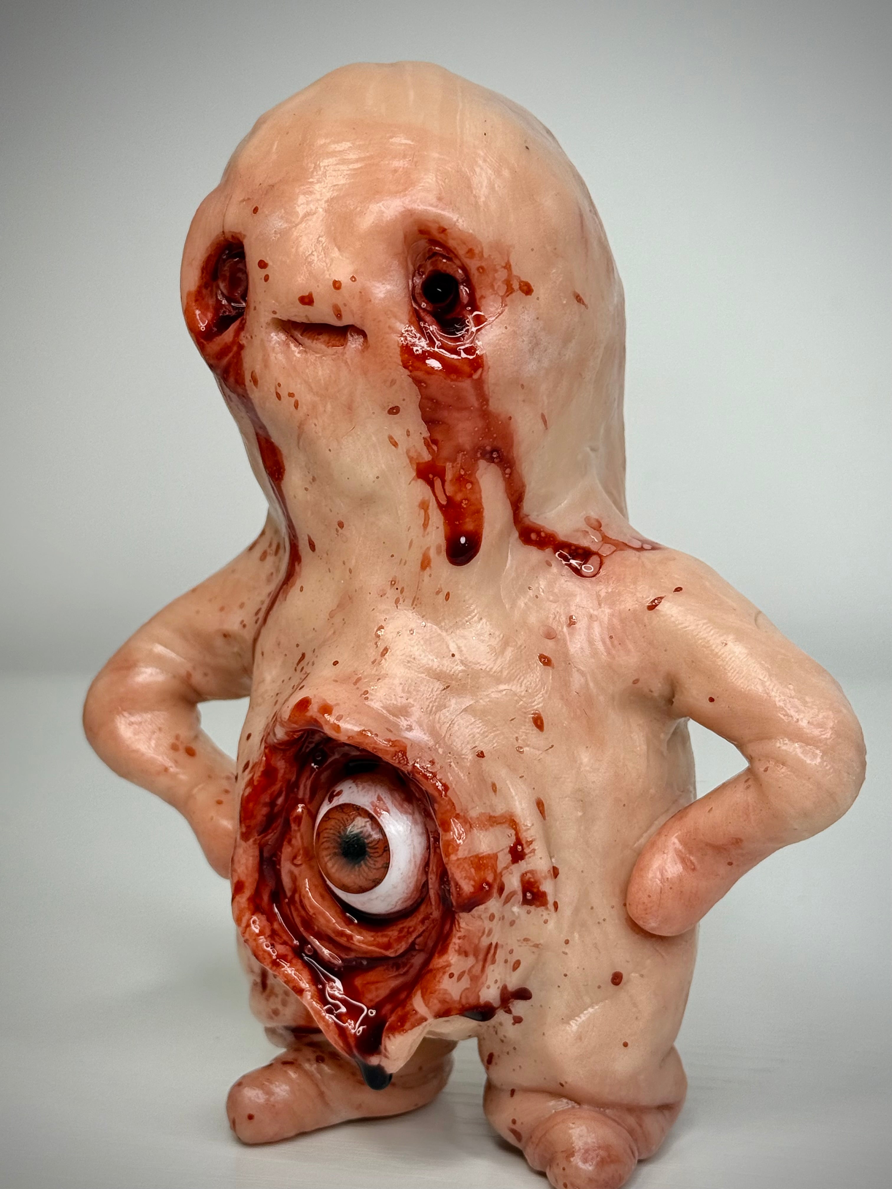 All Seeing Disturbie – Grotesque Eyeball Creature Sculpture – Weird Handmade Polymer Clay Oddity