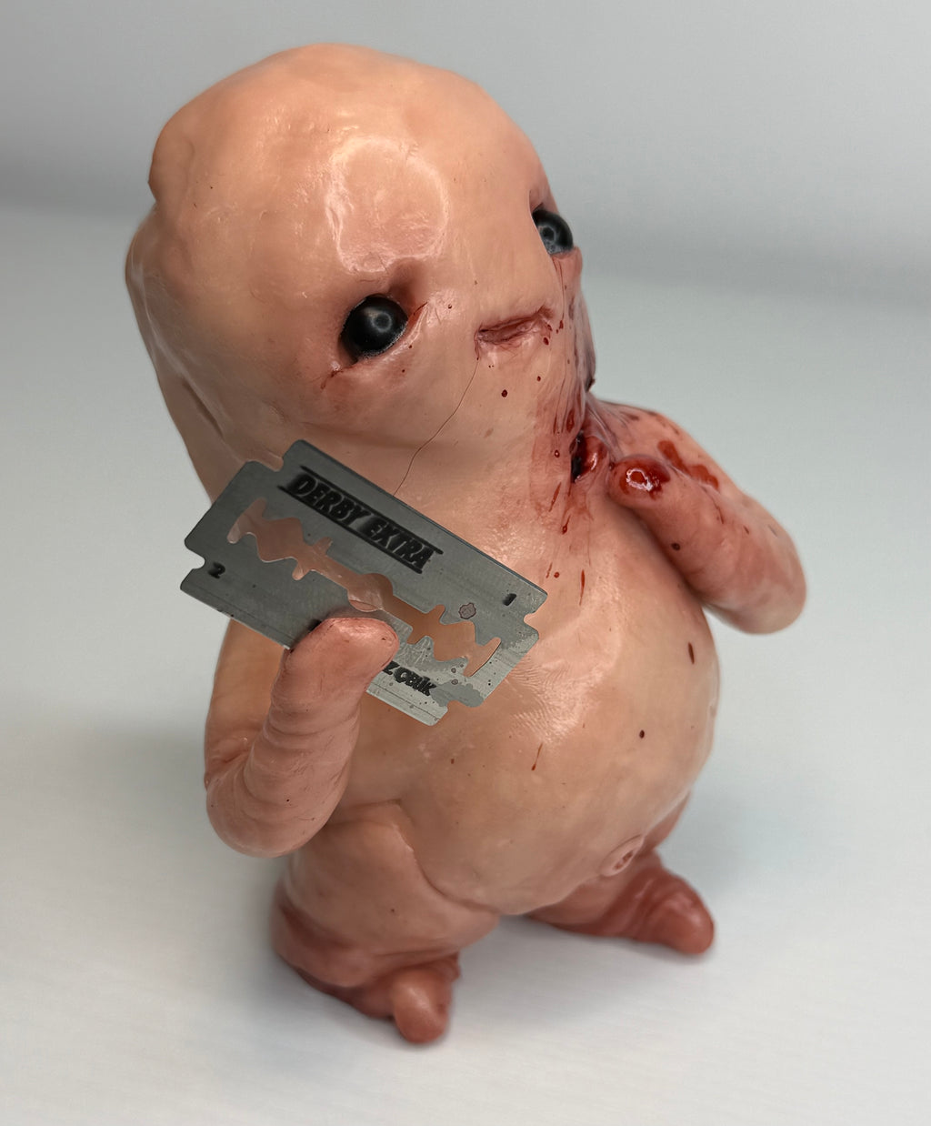 Shaving Trouble Disturbie – Grotesque Creature Sculpture – Weird Handmade Polymer Clay Oddity