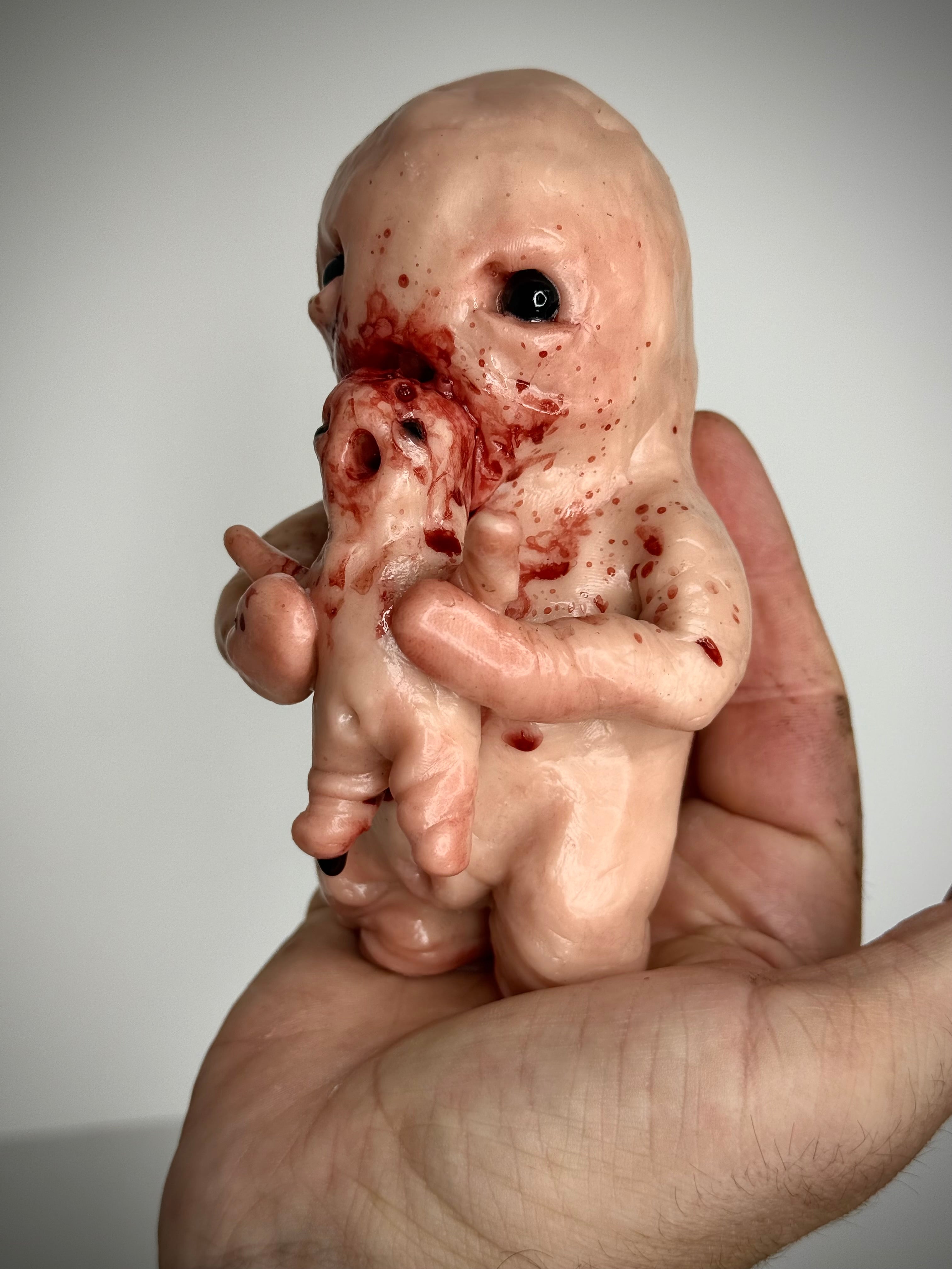 Devouring Disturbie – Handmade Polymer Clay Horror Creature Sculpture – Creepy Art Collectible