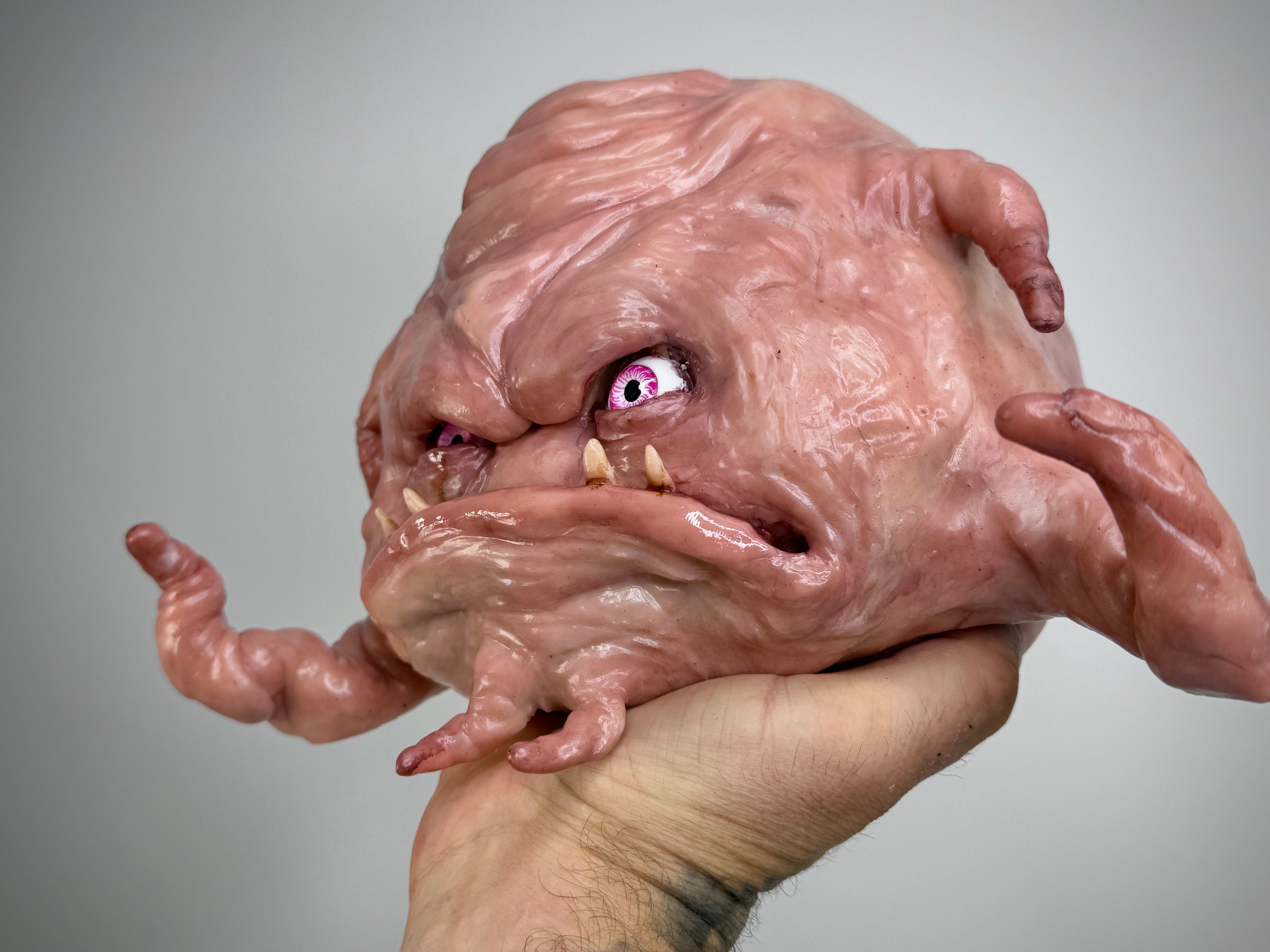 Krang-Inspired Brain Creature – Grotesque Monster Sculpture – Weird Handmade Polymer Clay Oddi