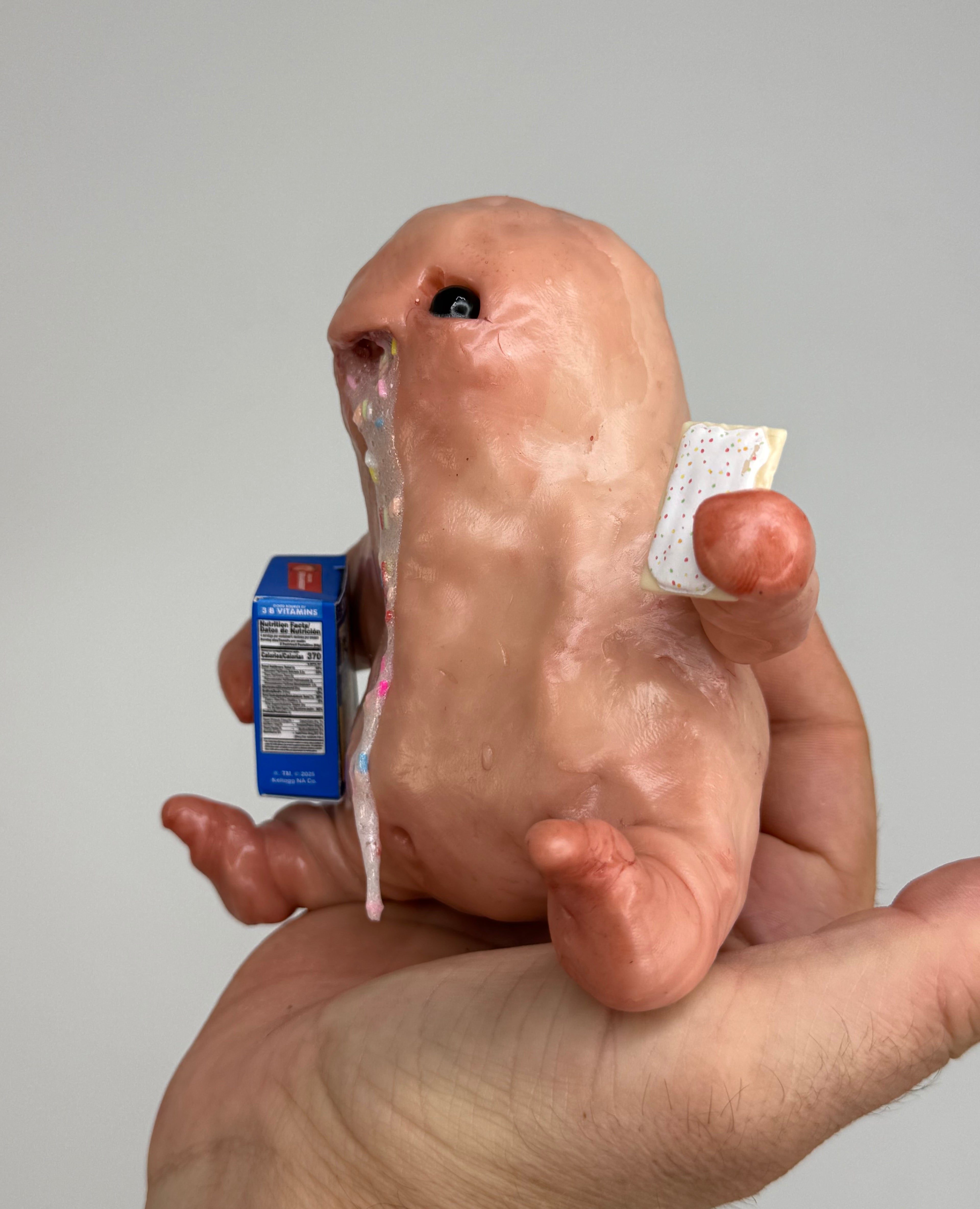 Pop Tart Disturbie – Frosted Breakfast Creature Sculpture – Weird Handmade Polymer Clay Oddity