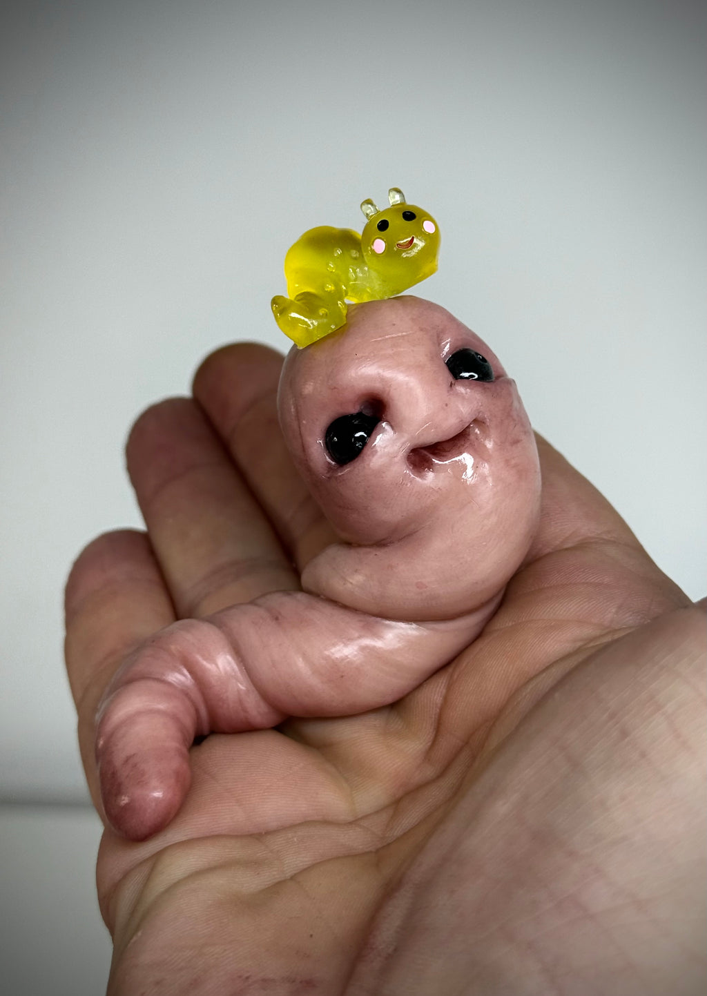 Worm Disturbie with Worm Friends – Grotesque Creature Sculpture – Weird Handmade Polymer Clay Oddity