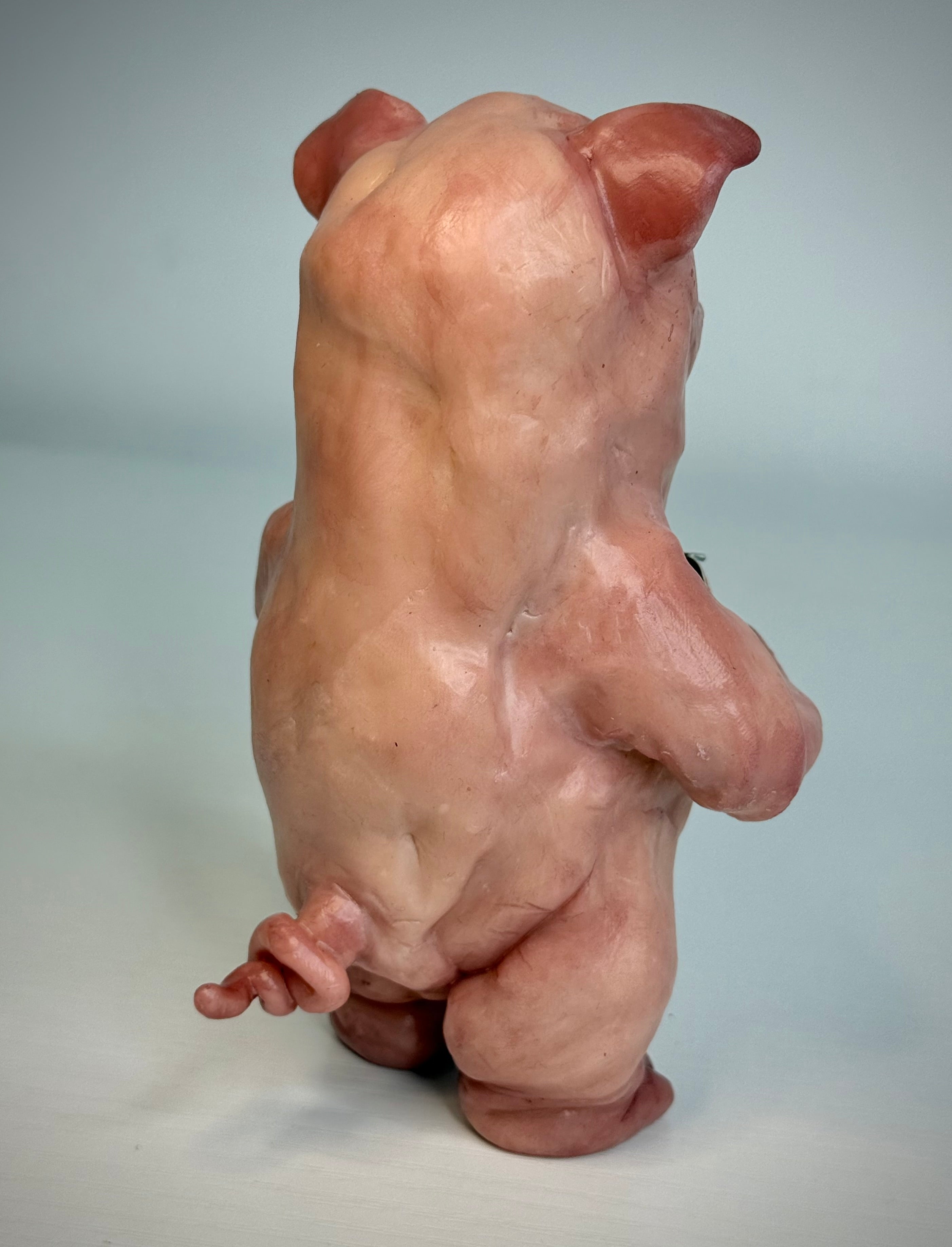 Bacon Disturbie – Grotesque Pig Sculpture – Weird Handmade Polymer Clay Oddity