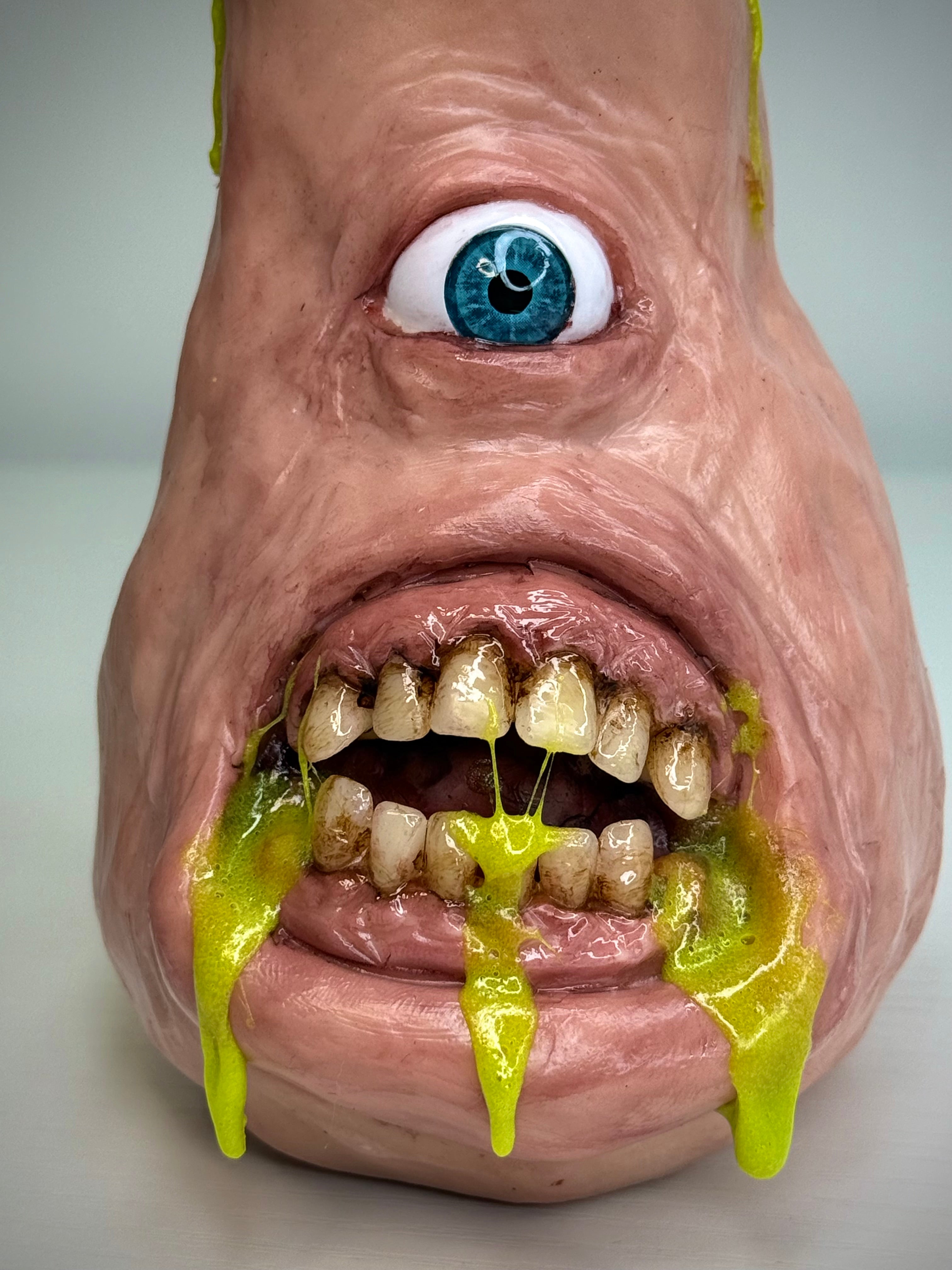 Glowing That’s Vile Bong – Glow in the Dark Horror Bong Sculpture – Weird Handmade Polymer Clay Oddity ) ()