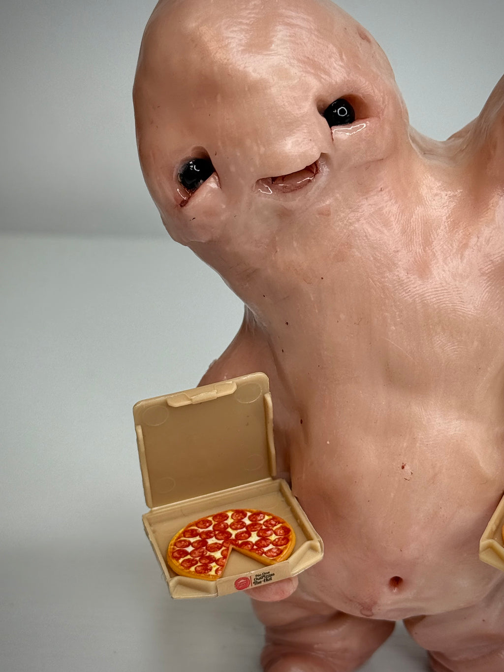 Pizza Disturbie – Two Headed Creature Sculpture – Weird Handmade Polymer Clay Oddity