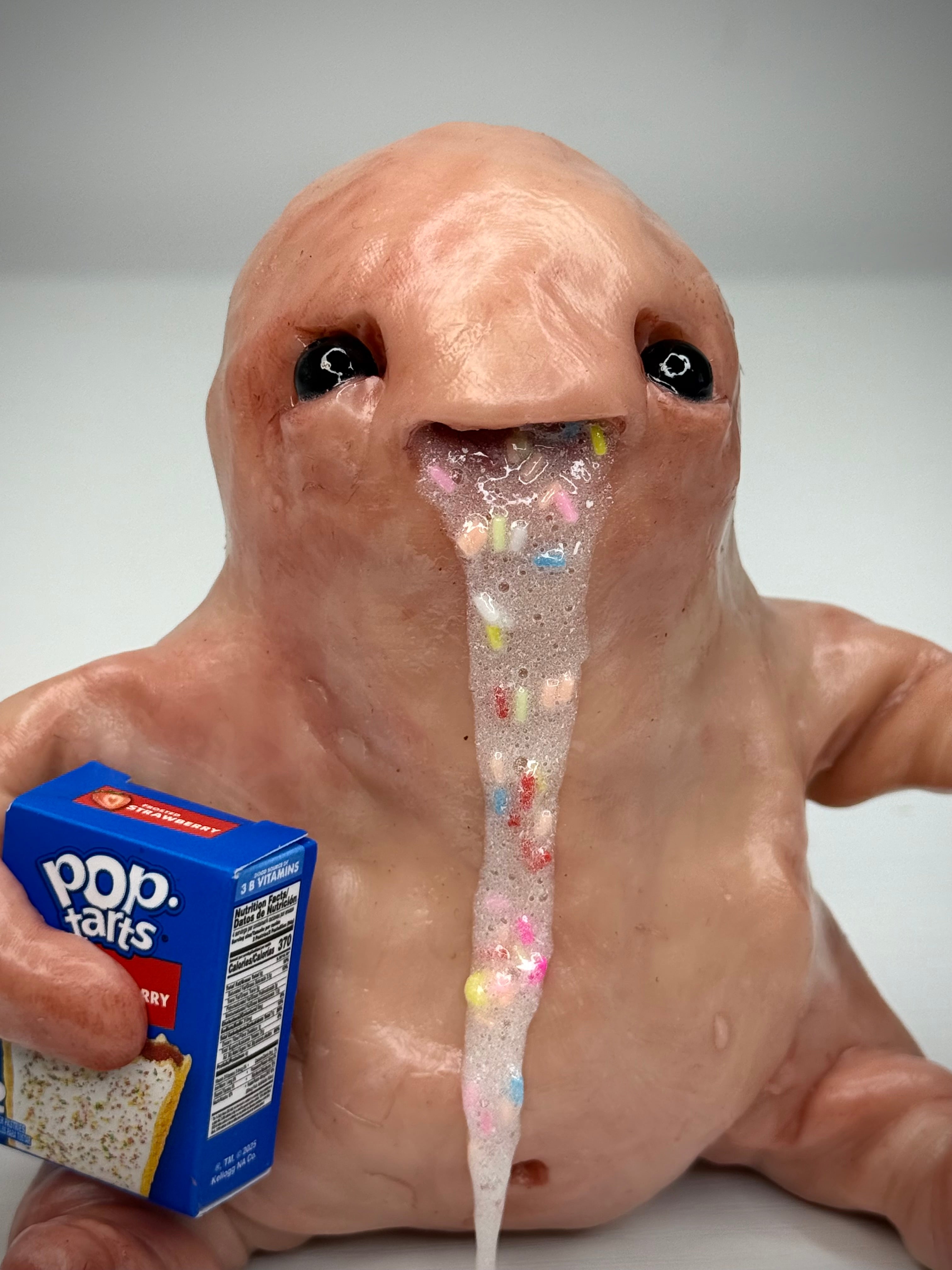 Pop Tart Disturbie – Frosted Breakfast Creature Sculpture – Weird Handmade Polymer Clay Oddity