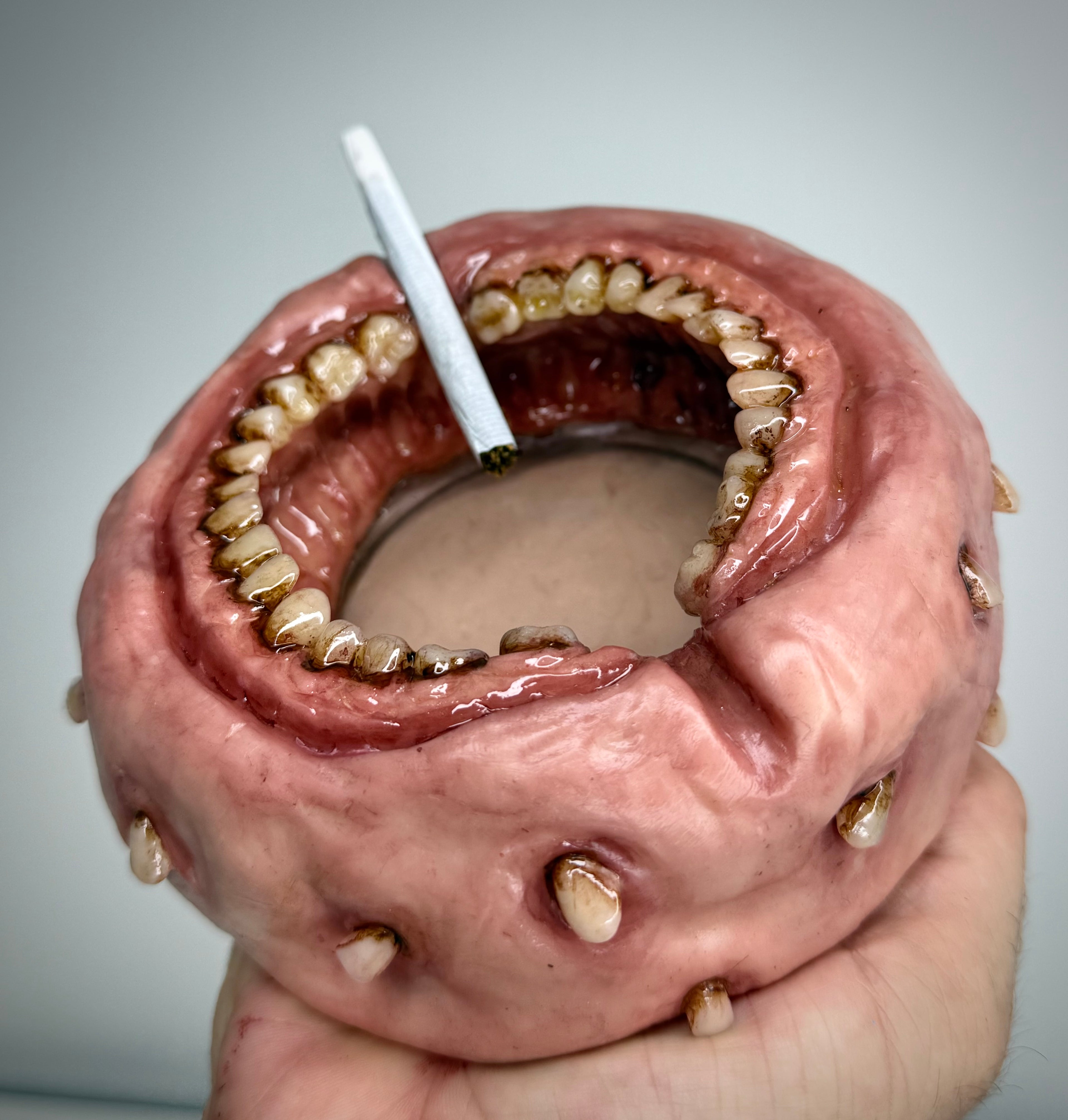 Rotten Mouth Ashtray – Grotesque Teeth Ashtray – Weird Handmade Polymer Clay Horror Decor