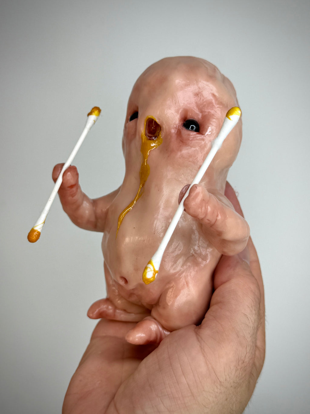 Ear Wax Disturbie – Grotesque Creature Sculpture – Weird Handmade Polymer Clay Oddity