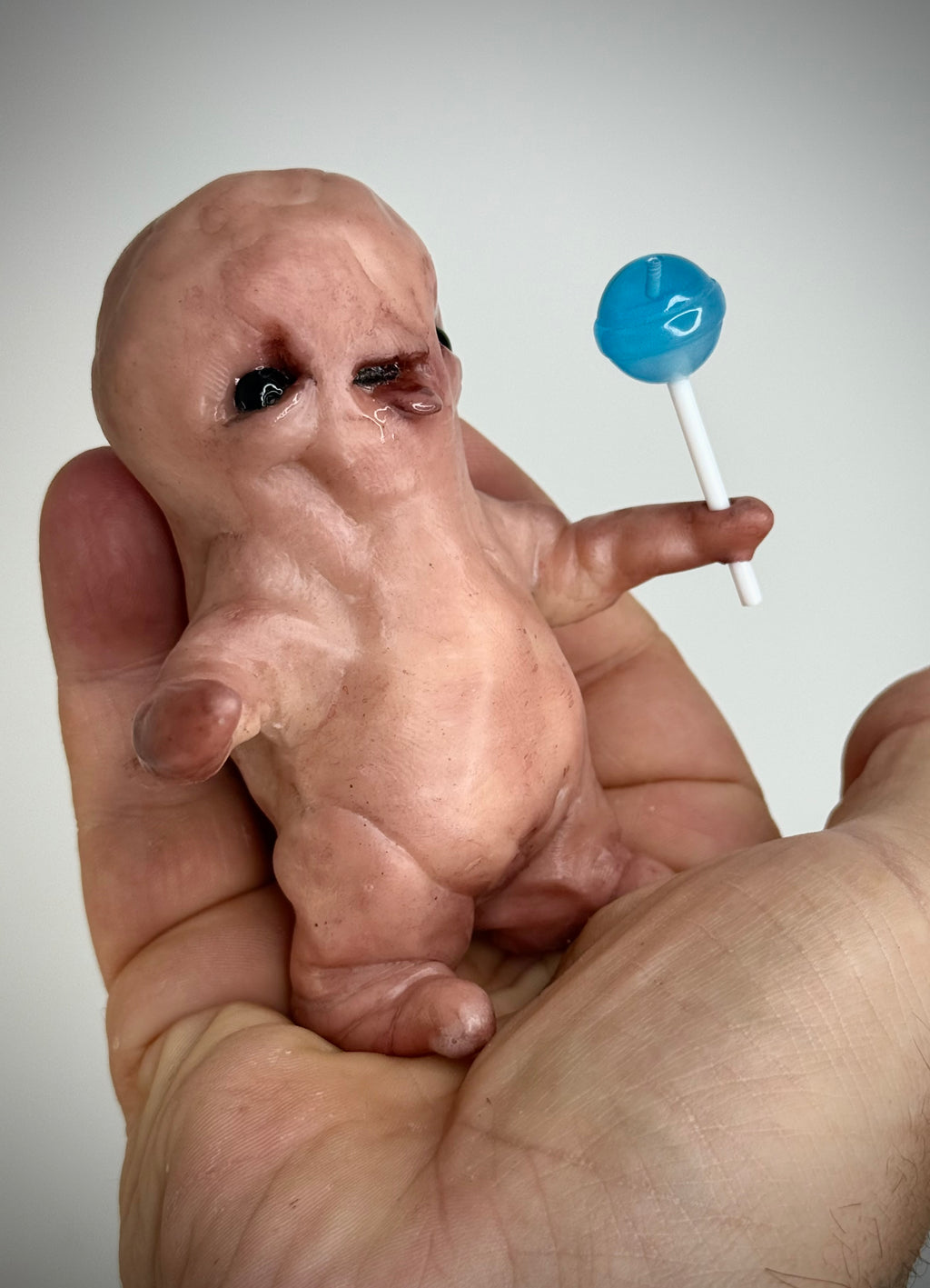 Lollipop Disturbie – Creepy Candy Creature Sculpture – Weird Handmade Polymer Clay Oddity