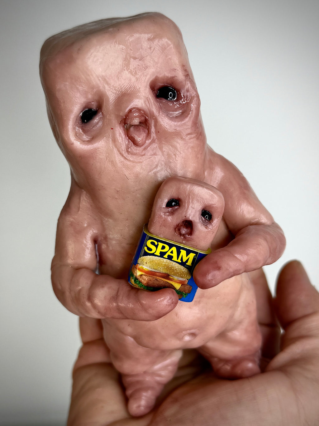 Spam Disturbie – Grotesque Creature Sculpture – Weird Handmade Polymer Clay Oddity