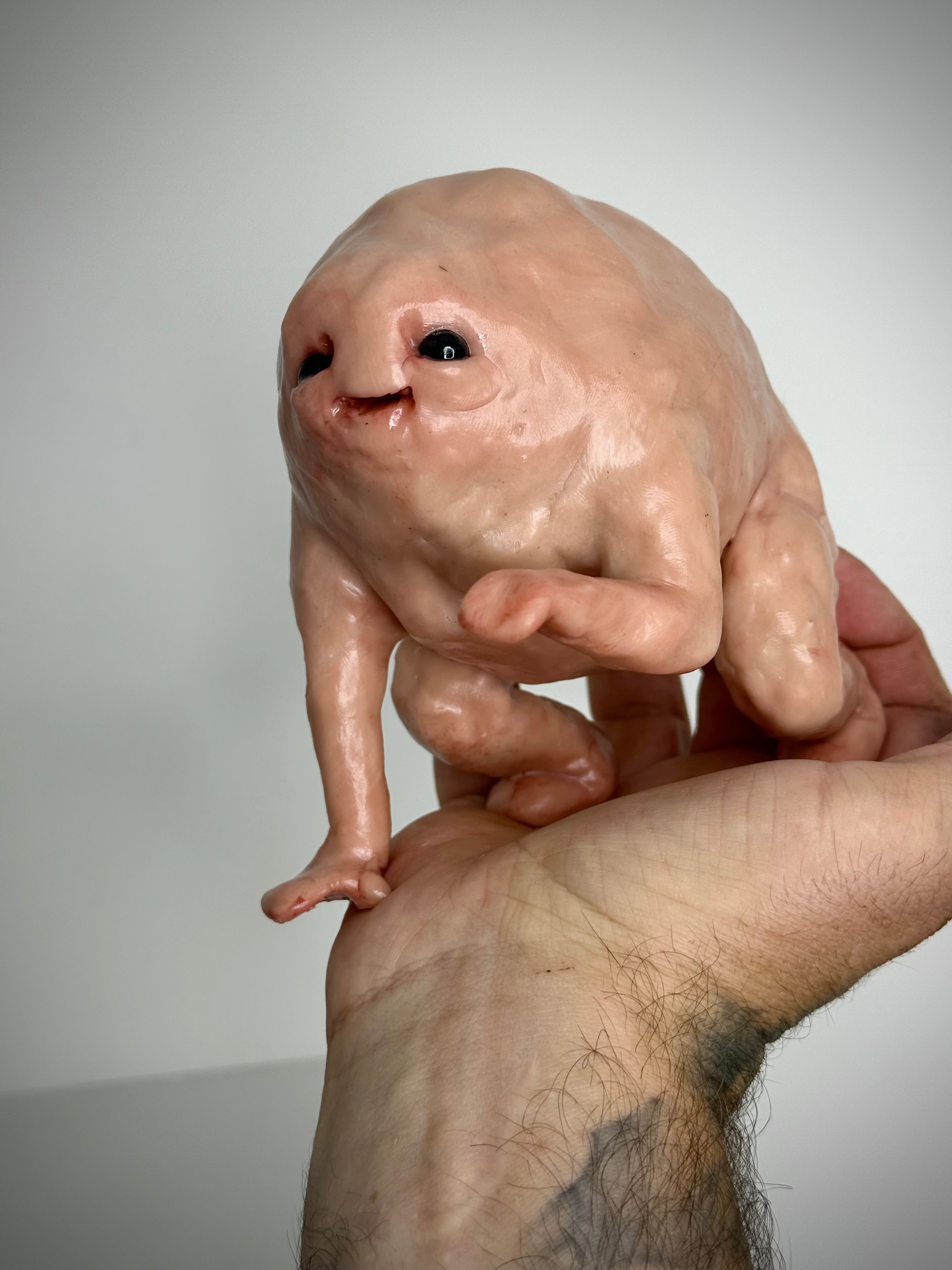 Hunchback Disturbie – Handmade Polymer Clay Creature Sculpture – Creepy Cute Art Collectible