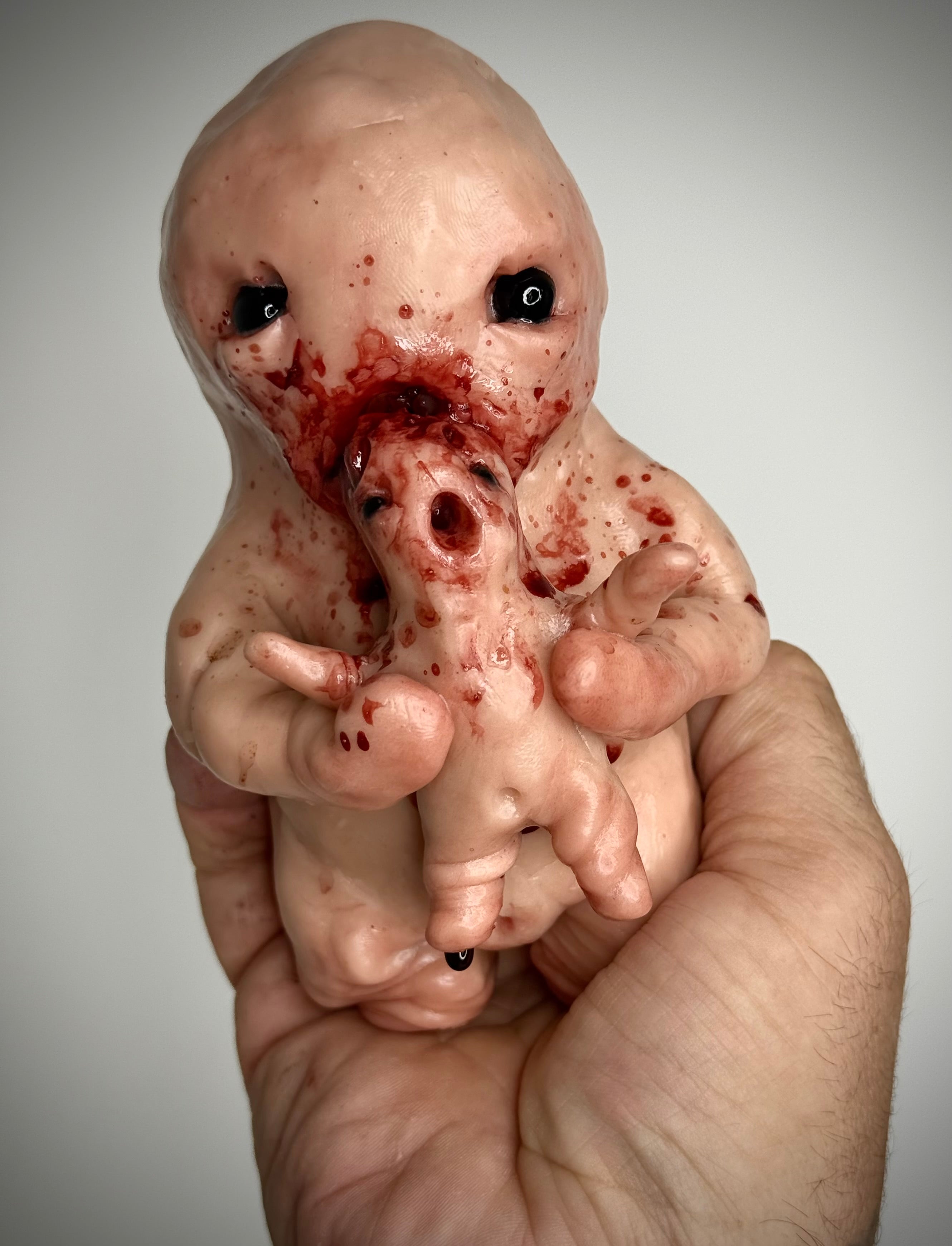 Devouring Disturbie – Handmade Polymer Clay Horror Creature Sculpture – Creepy Art Collectible