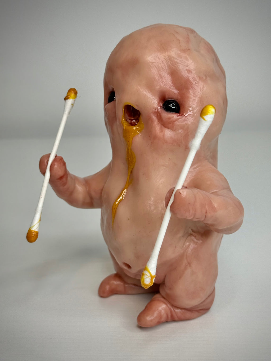 Ear Wax Disturbie – Grotesque Creature Sculpture – Weird Handmade Polymer Clay Oddity