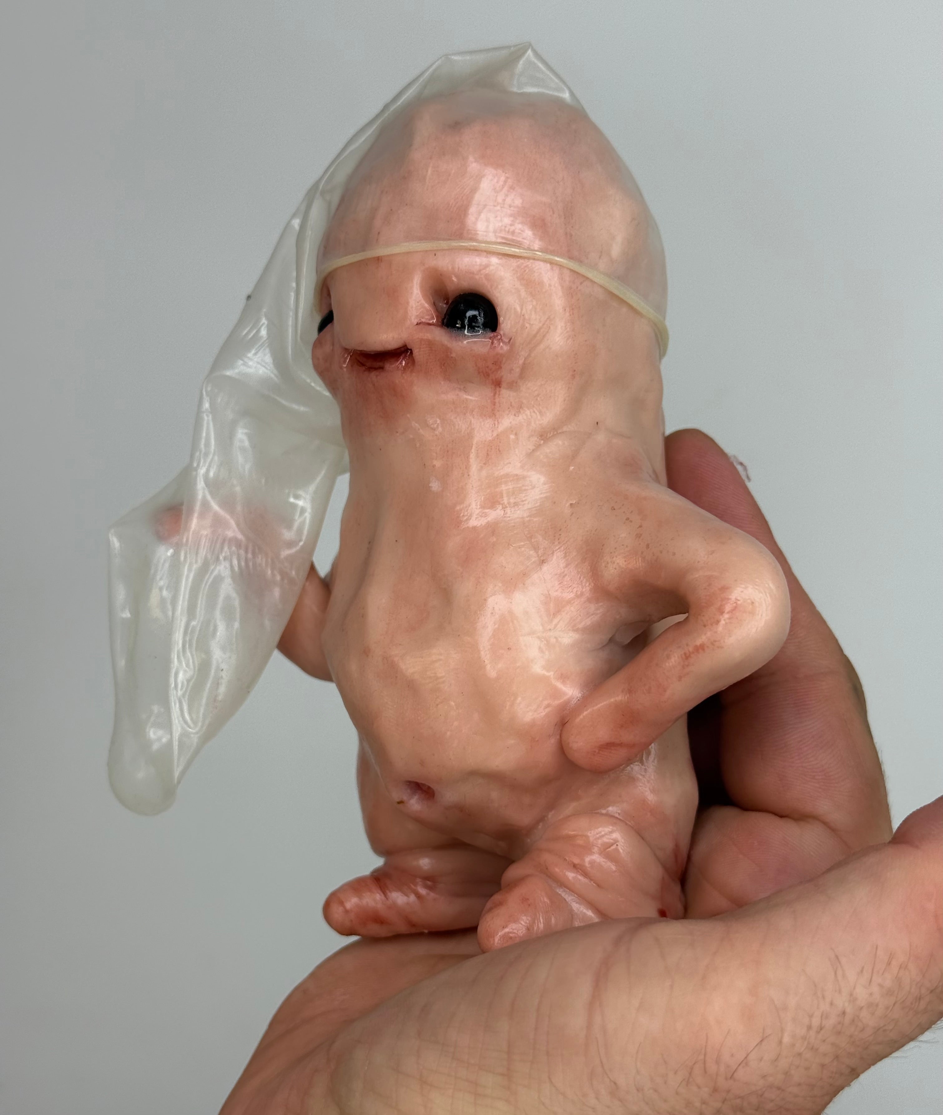 New Hat Disturbie – Grotesque Creature Sculpture – Weird Handmade Polymer Clay Oddity