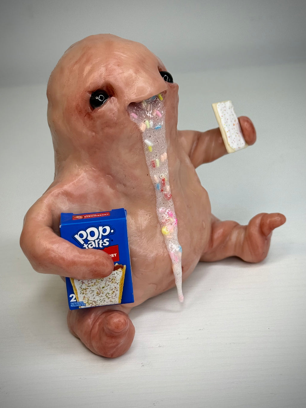 Pop Tart Disturbie – Frosted Breakfast Creature Sculpture – Weird Handmade Polymer Clay Oddity