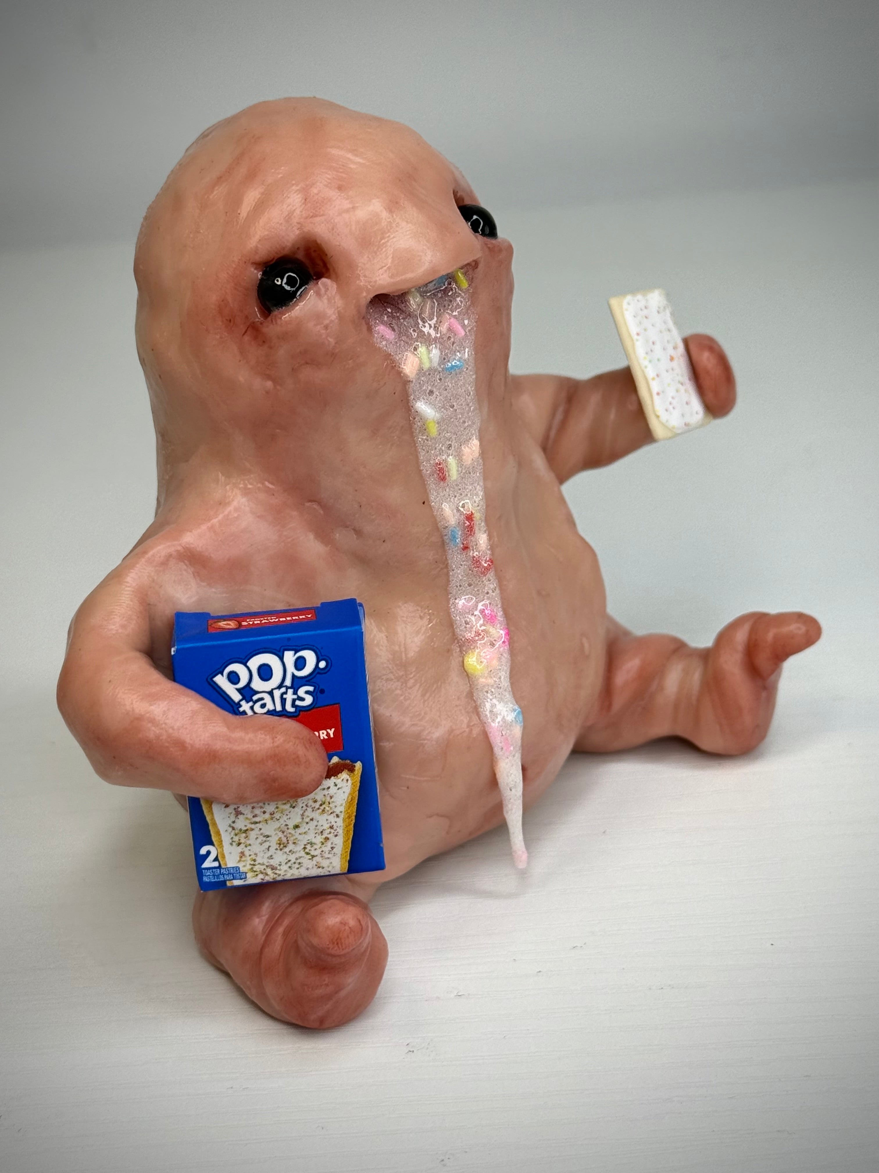 Pop Tart Disturbie – Frosted Breakfast Creature Sculpture – Weird Handmade Polymer Clay Oddity