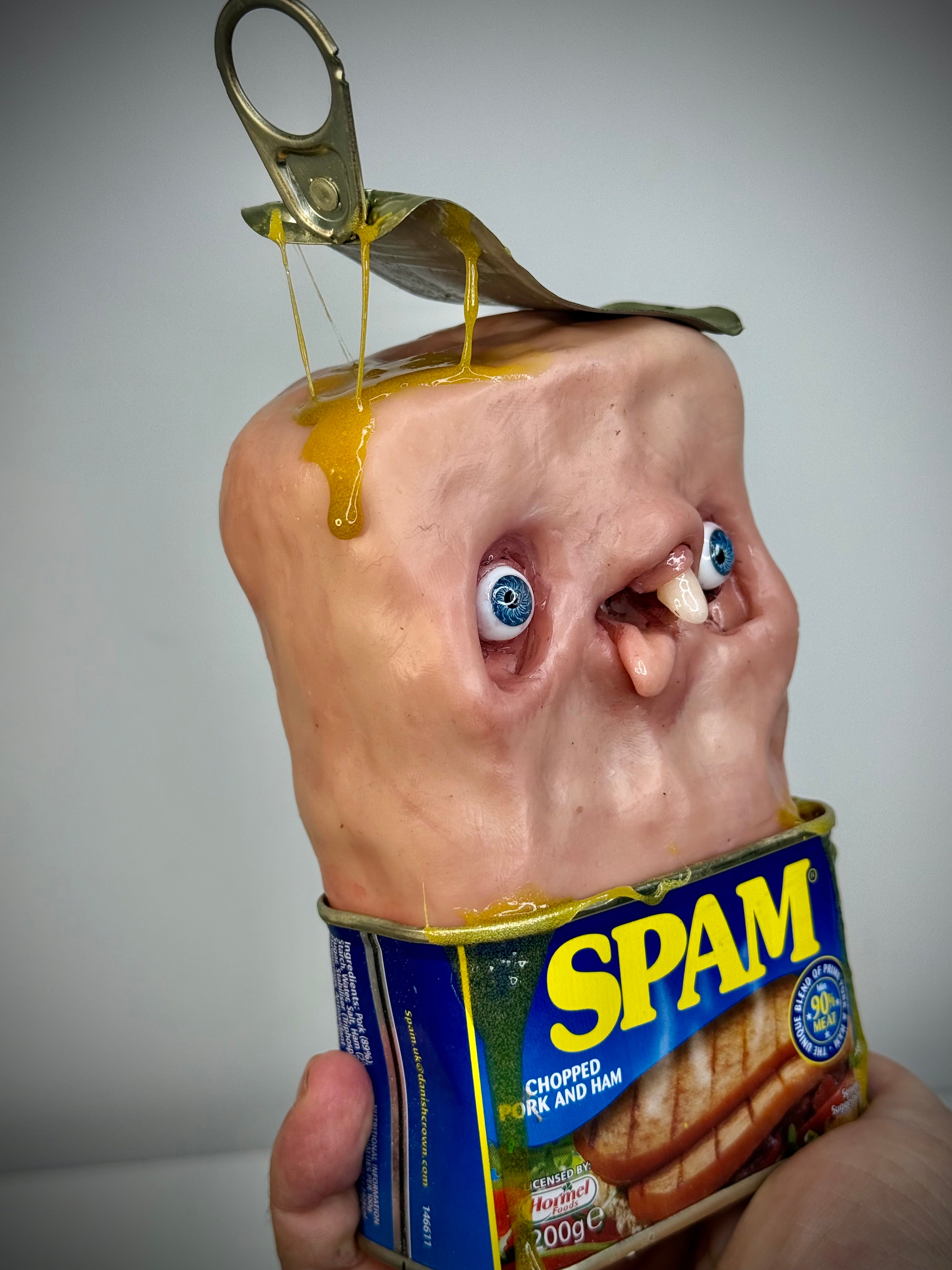 Sentient Spam – Creepy Food Sculpture – Weird Handmade Polymer Clay Oddity ()