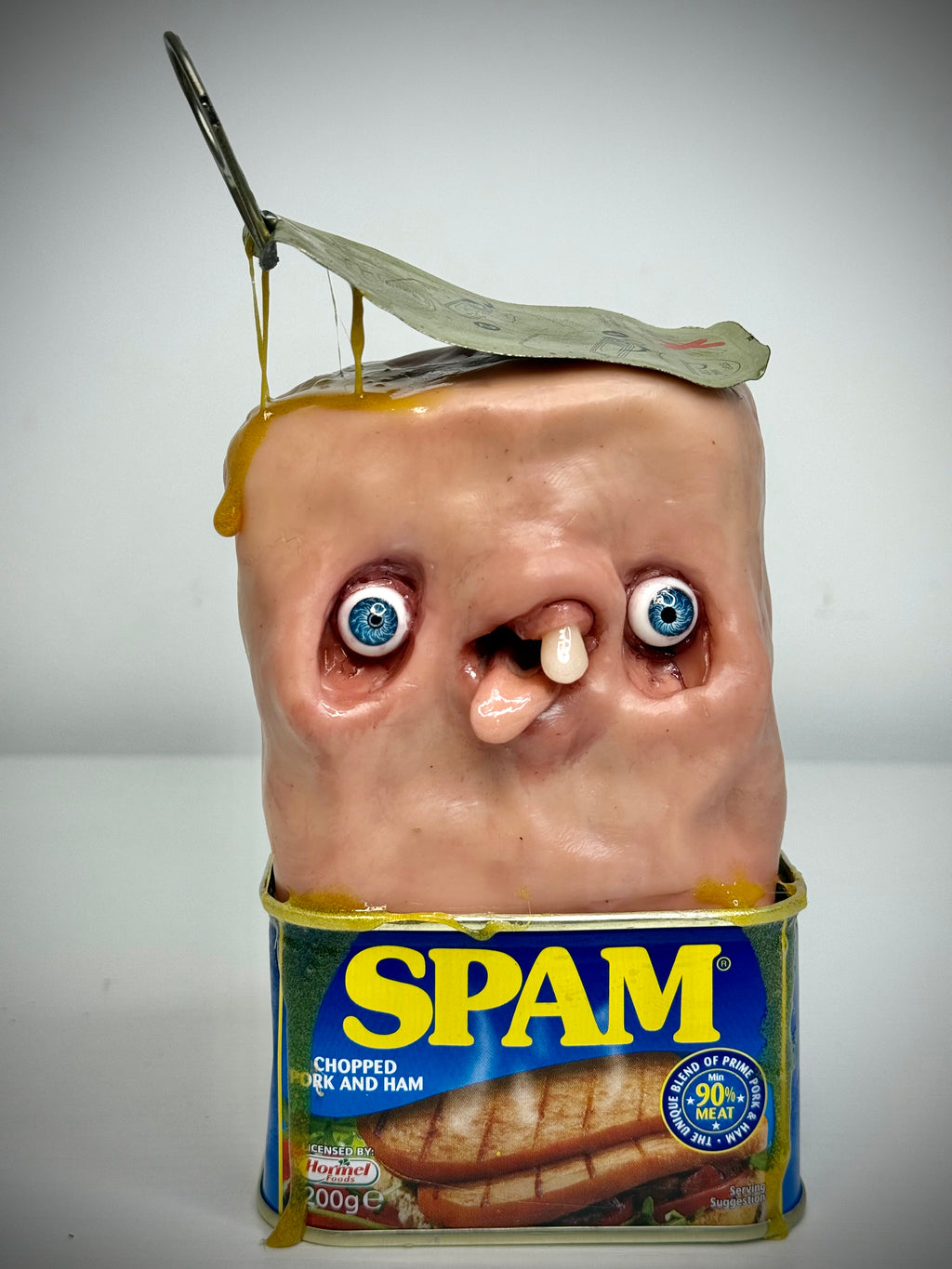 Sentient Spam – Creepy Food Sculpture – Weird Handmade Polymer Clay Oddity ()