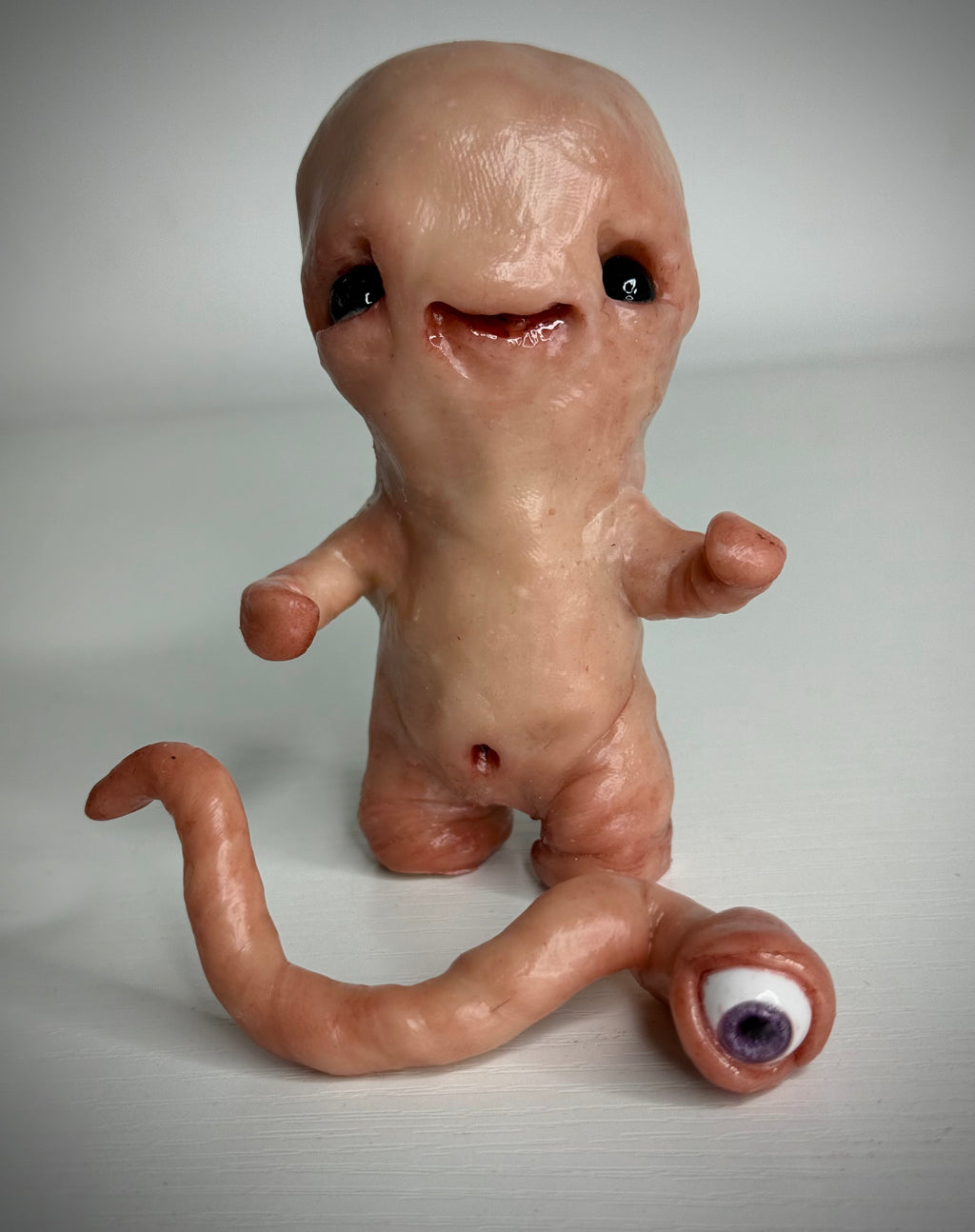 Disturbie & Curious Eyeworm – Handmade Polymer Clay Creature Sculpture
