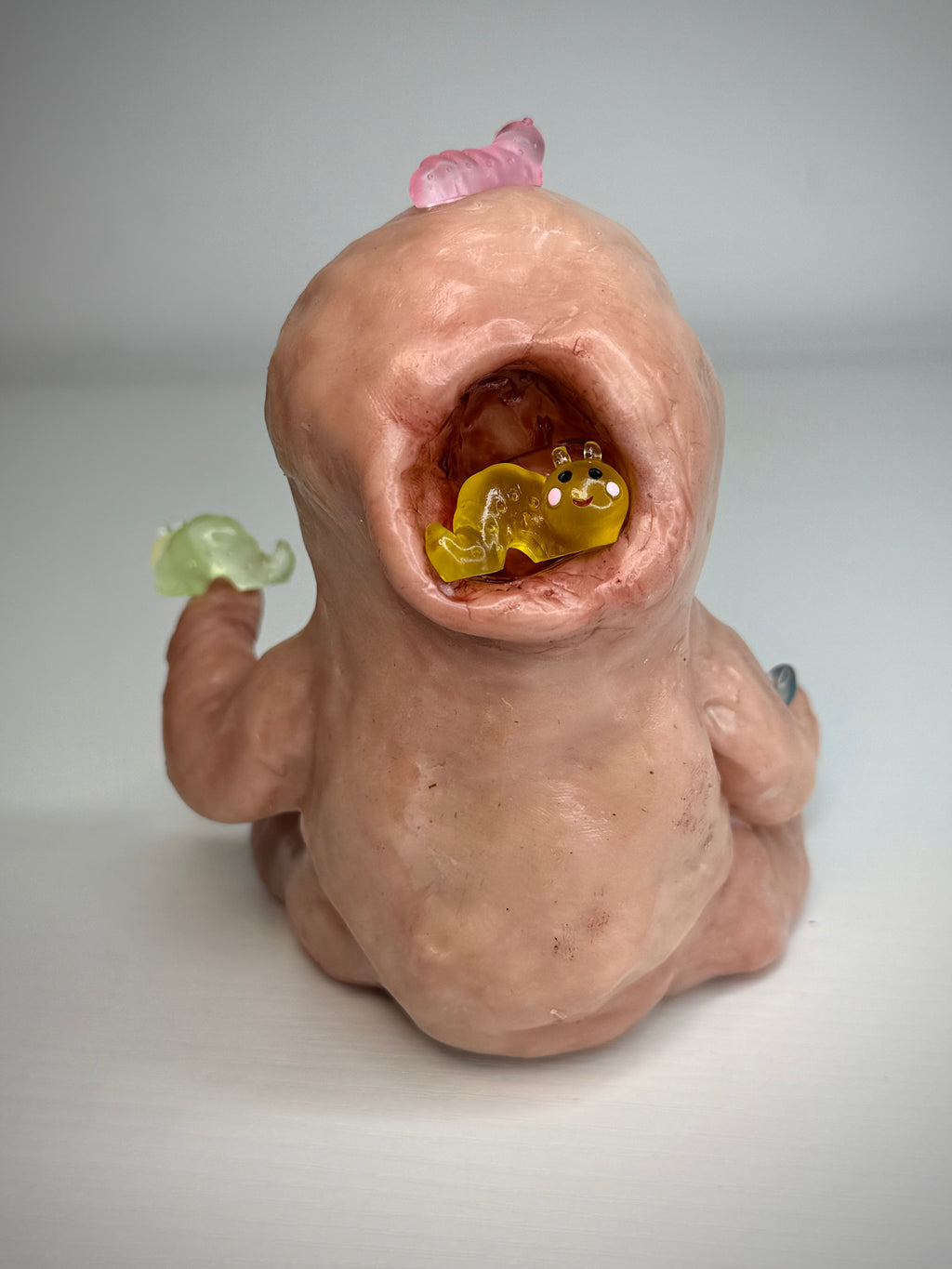 Worm Friends Disturbie – Grotesque Creature Sculpture – Weird Handmade Polymer Clay Oddity￼