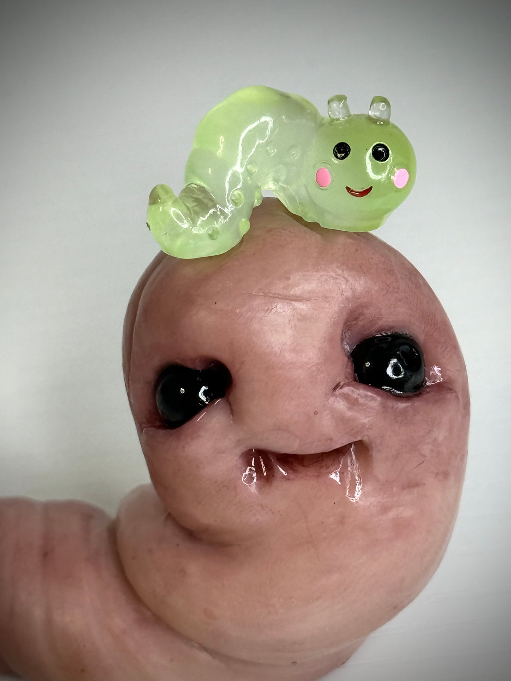 Worm Disturbie with Worm Friends – Grotesque Creature Sculpture – Weird Handmade Polymer Clay Oddity