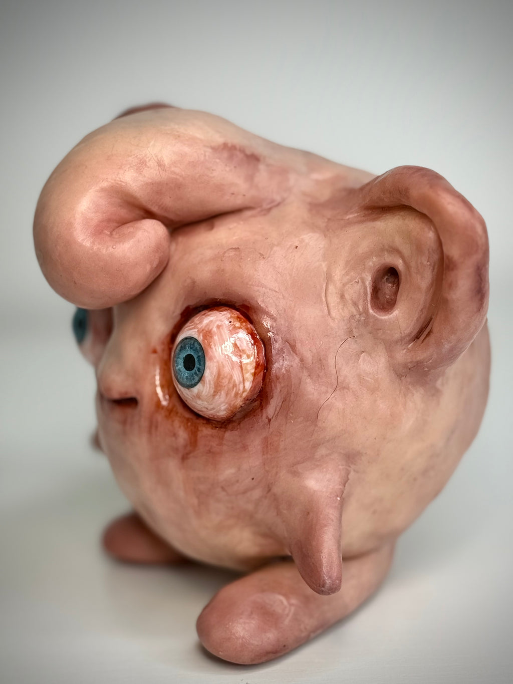 Pokémon Inspired Jigglypiff Sculpture – Grotesque Handmade Polymer Clay Oddity – Weird Fan Art Collectible