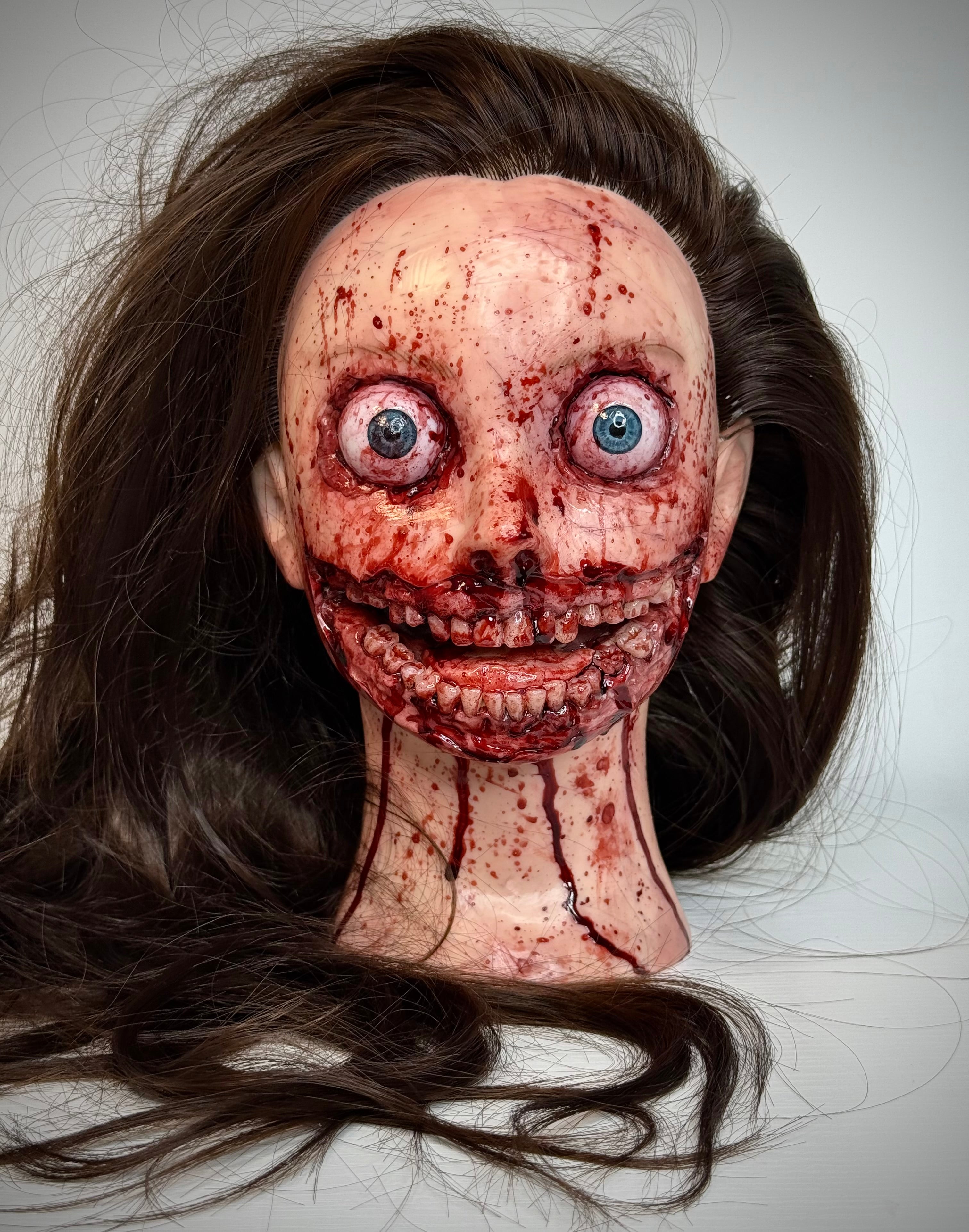 Modified Mannequin Head – Horror Sculpture – Weird Handmade Polymer Clay Oddity