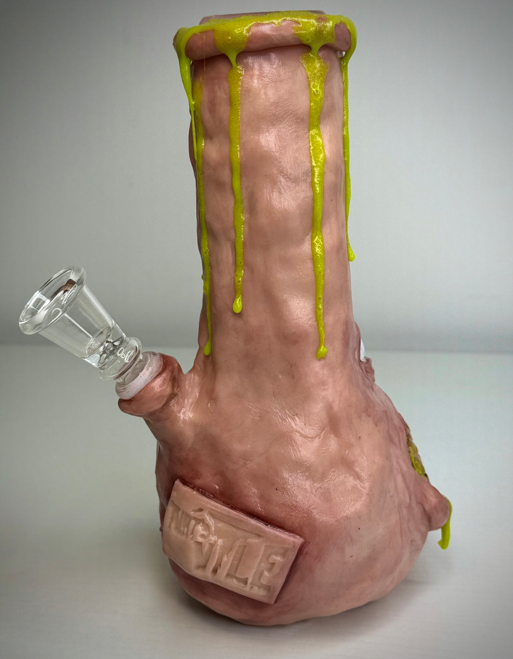 Glowing That’s Vile Bong – Glow in the Dark Horror Bong Sculpture – Weird Handmade Polymer Clay Oddity ) ()