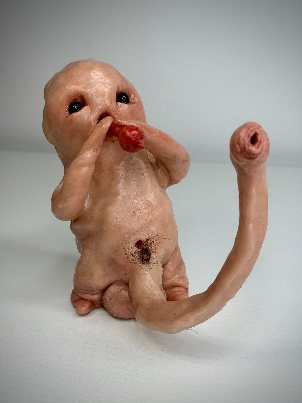 Snake Charmer Disturbie – Grotesque Creature Sculpture – Weird Handmade Polymer Clay Oddity