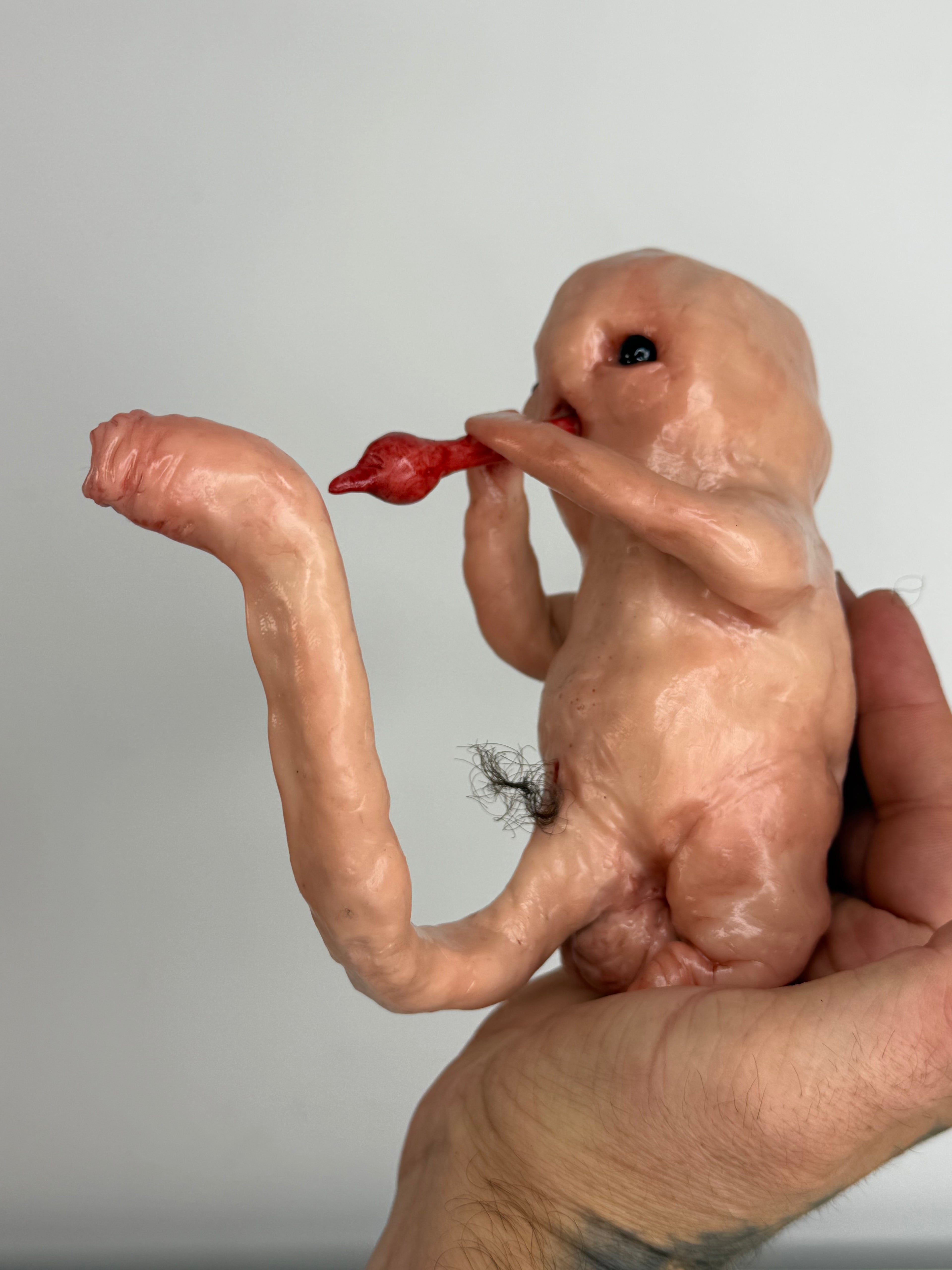 Snake Charmer Disturbie – Grotesque Creature Sculpture – Weird Handmade Polymer Clay Oddity