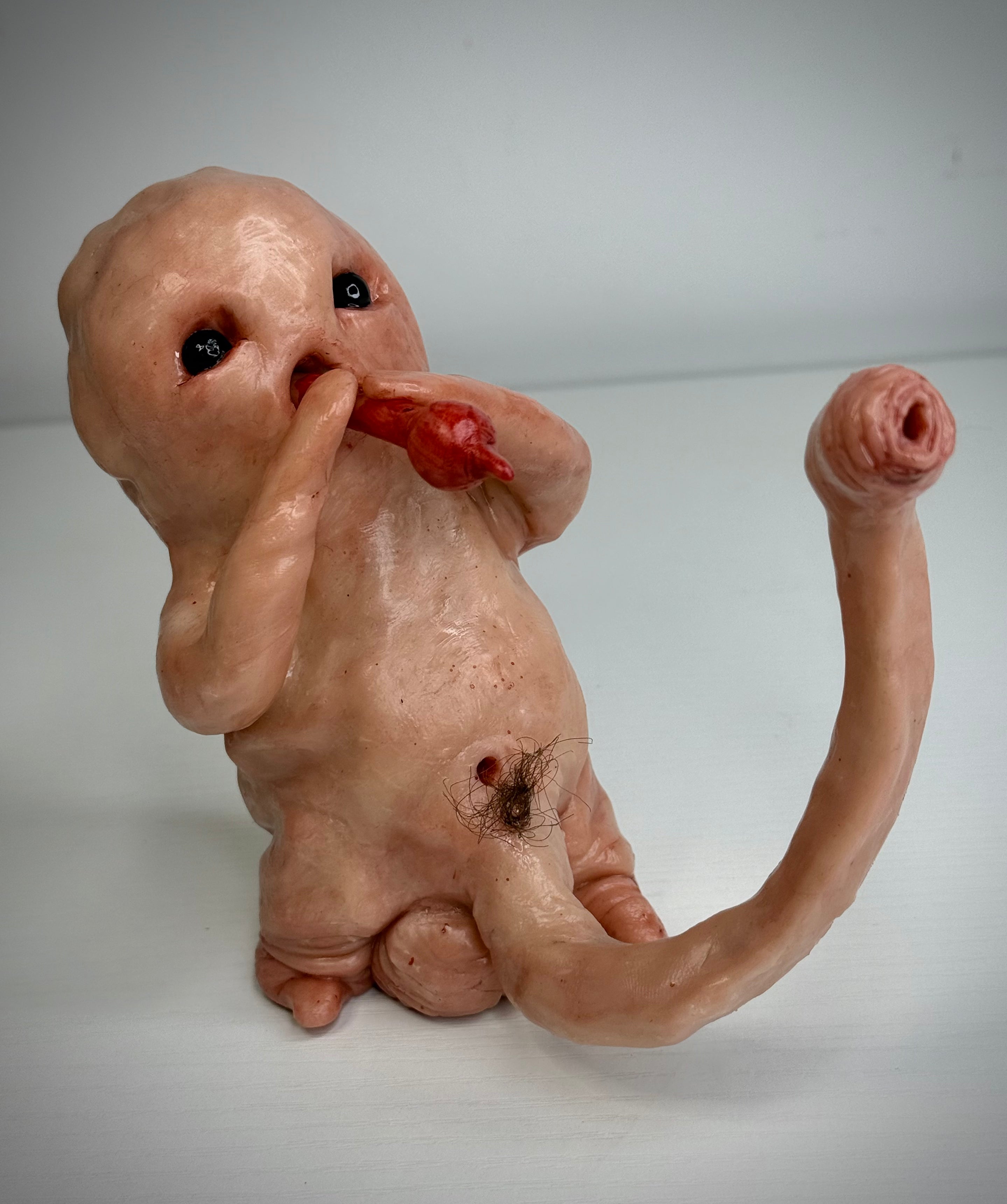 Snake Charmer Disturbie – Grotesque Creature Sculpture – Weird Handmade Polymer Clay Oddity