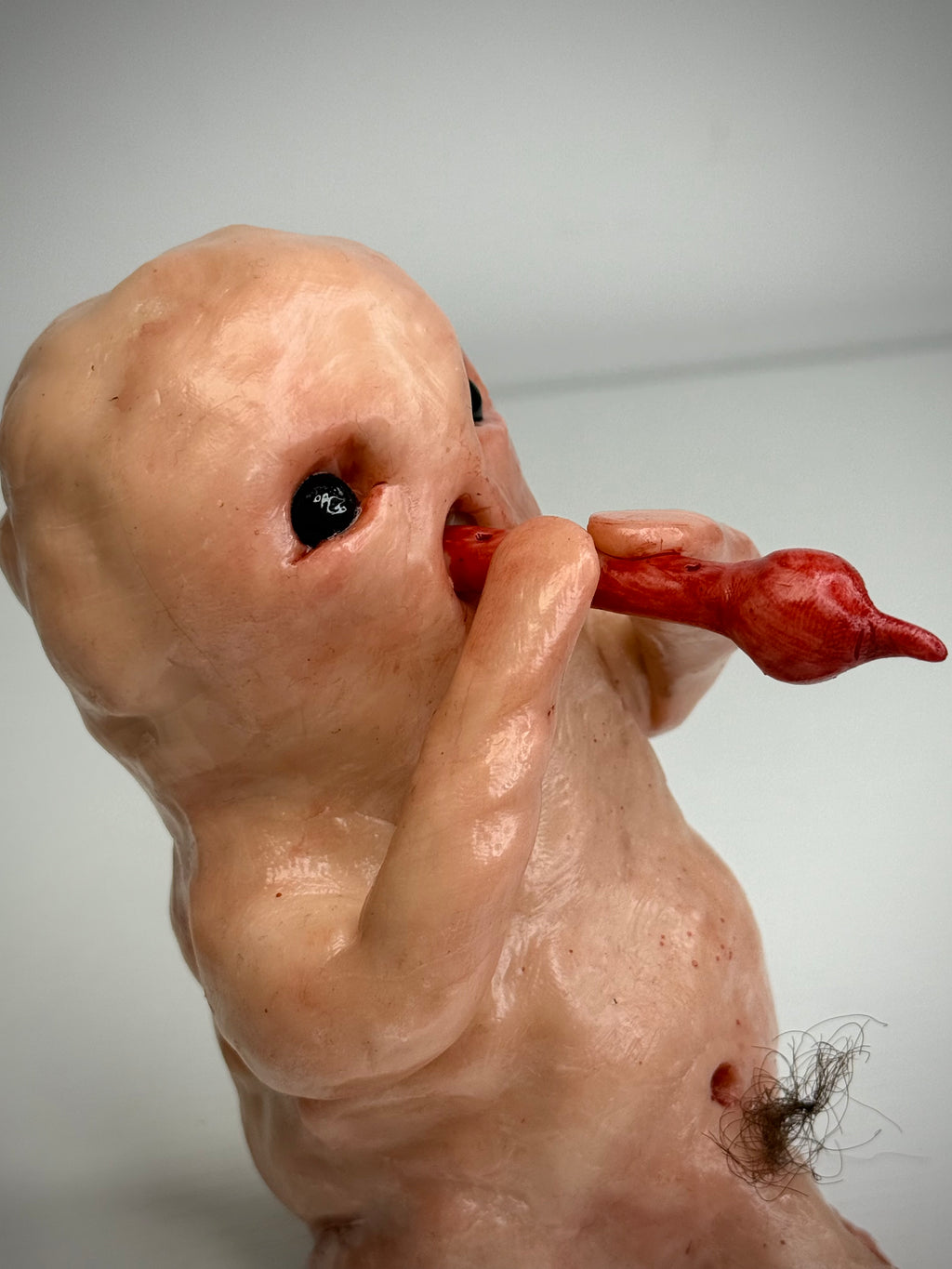 Snake Charmer Disturbie – Grotesque Creature Sculpture – Weird Handmade Polymer Clay Oddity
