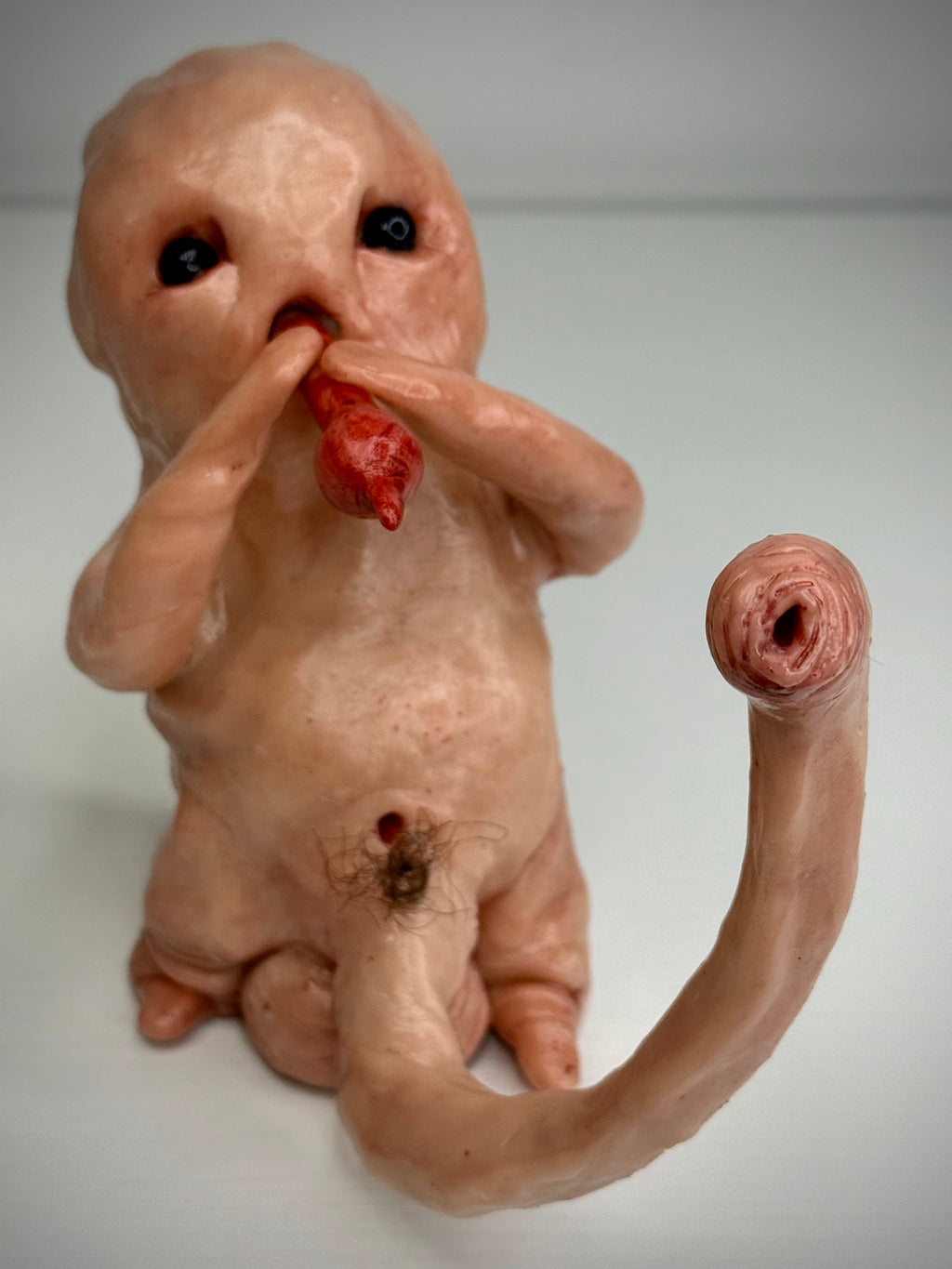 Snake Charmer Disturbie – Grotesque Creature Sculpture – Weird Handmade Polymer Clay Oddity