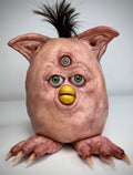Flesh Furby – Three Eyed Creature Sculpture – Weird Handmade Polymer Clay Oddity