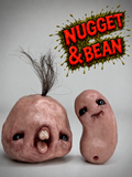 Nugget & Bean Bundle – Grotesque Creature Sculpture Set – Weird Handmade Polymer Clay Oddity