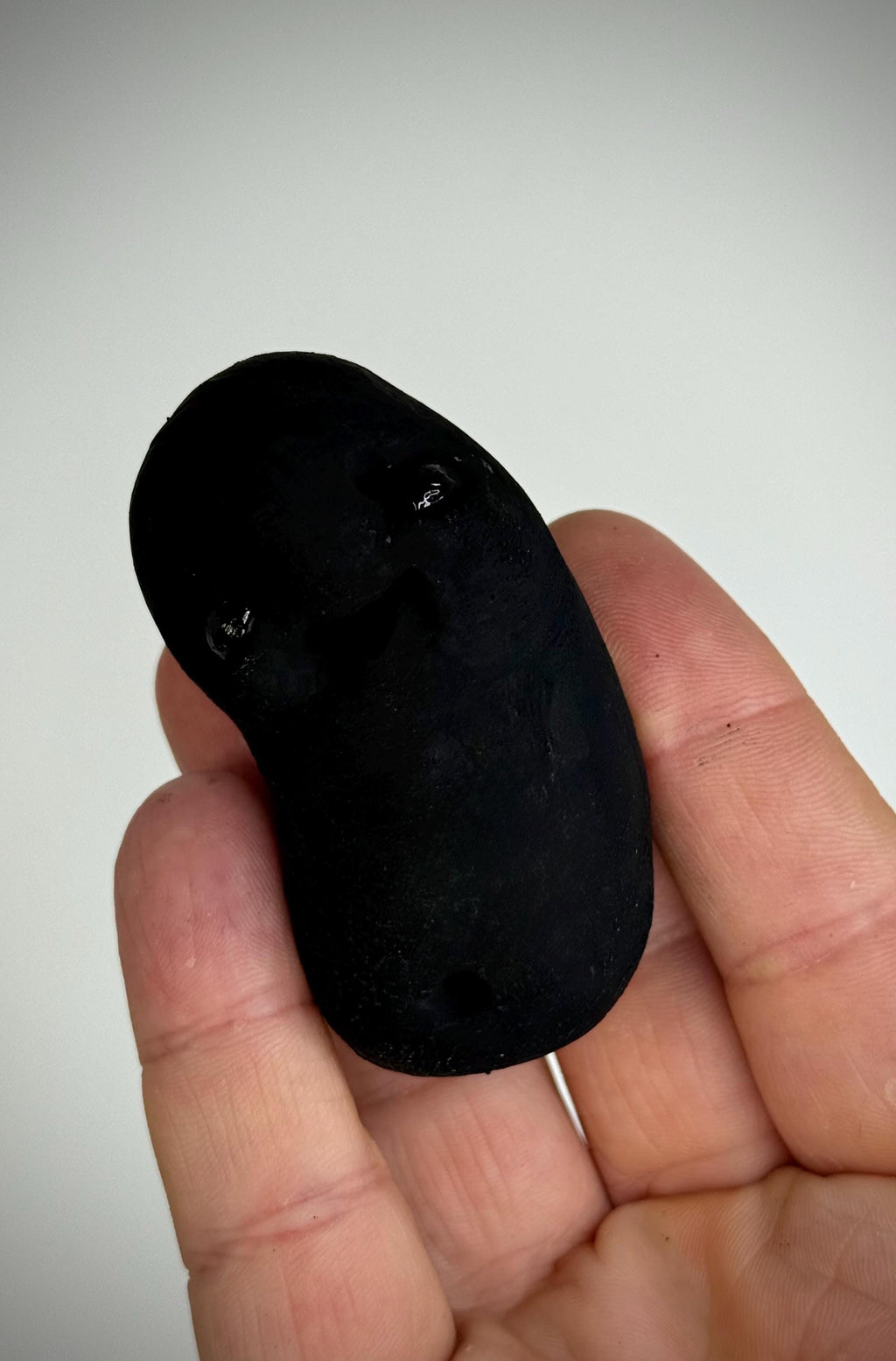 World’s Blackest Bean – Blacked Out Bean Creature Sculpture – Weird Handmade Polymer Clay Oddity