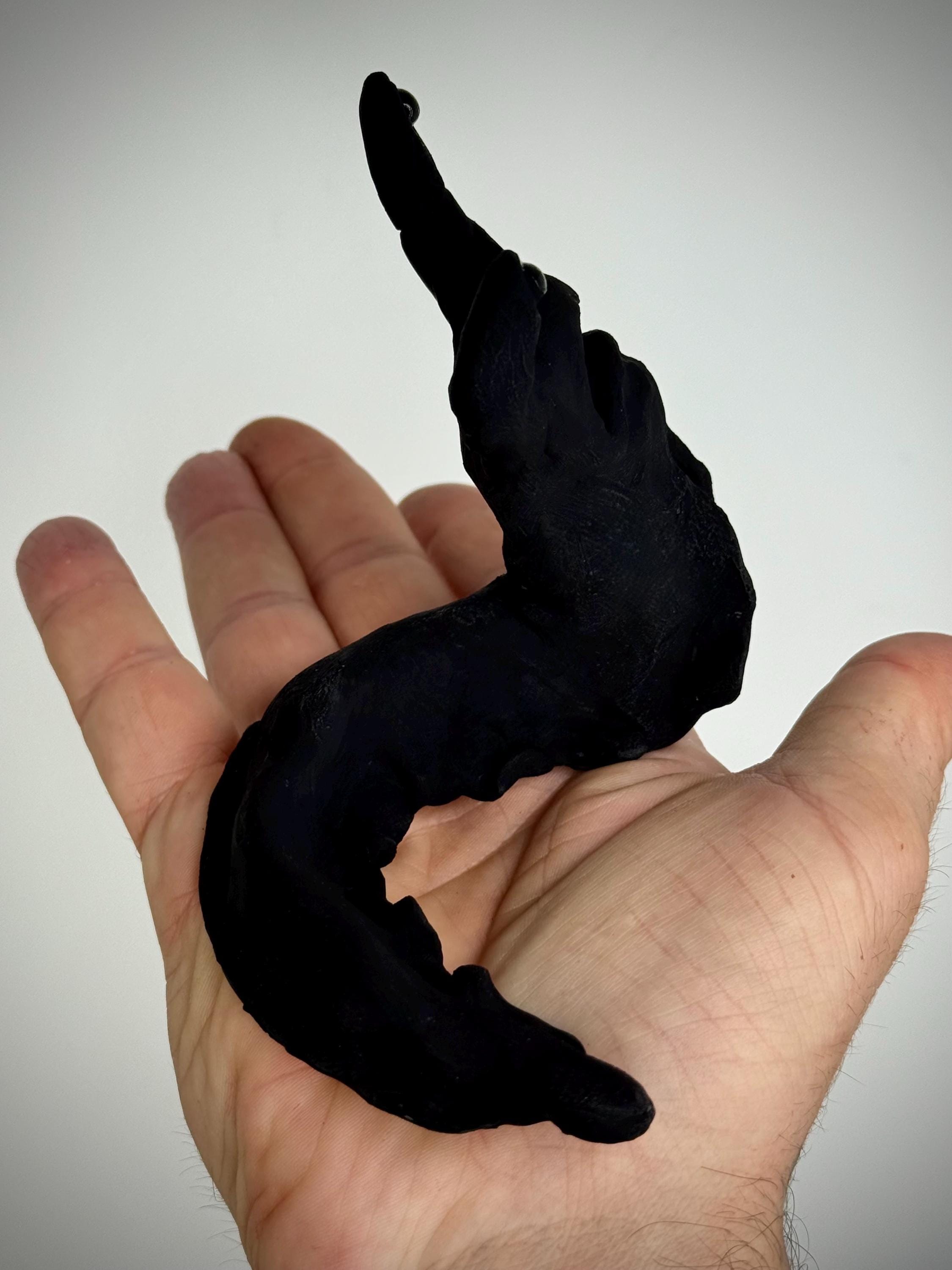 World’s Blackest Sluggo – Ultra Black Slug Creature Sculpture – Weird Handmade Polymer Clay Oddity