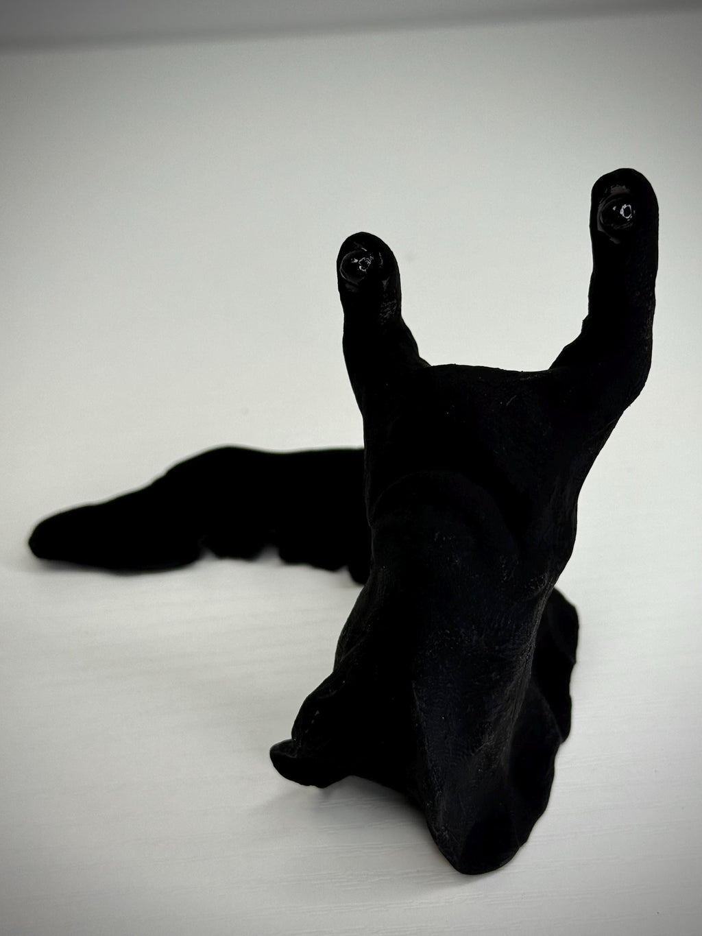World’s Blackest Sluggo – Ultra Black Slug Creature Sculpture – Weird Handmade Polymer Clay Oddity