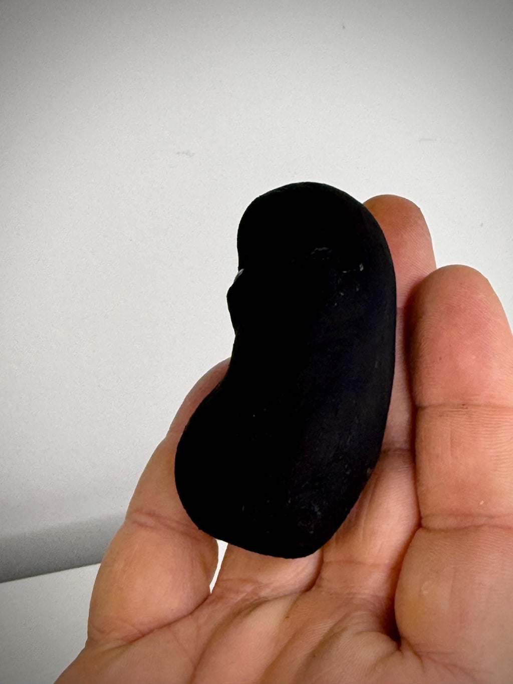 World’s Blackest Bean – Blacked Out Bean Creature Sculpture – Weird Handmade Polymer Clay Oddity